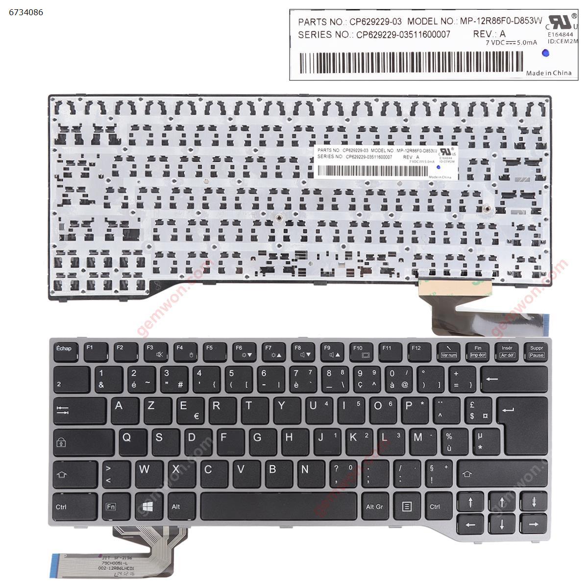 Picture of New Replacement Laptop Keyboard For Fujitsu Lifebook  E733 E744 E734 E743 SILVER FRAME BLACK (Win8) FR Layout