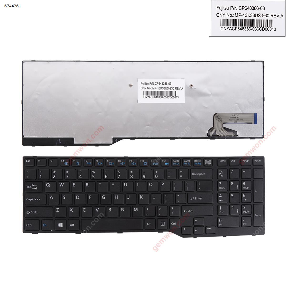 Picture of New Replacement Laptop Keyboard For Fujitsu Siemens Lifebook AH544 AH564 AH555 BLACK Frame BLACK （win8） US Layout