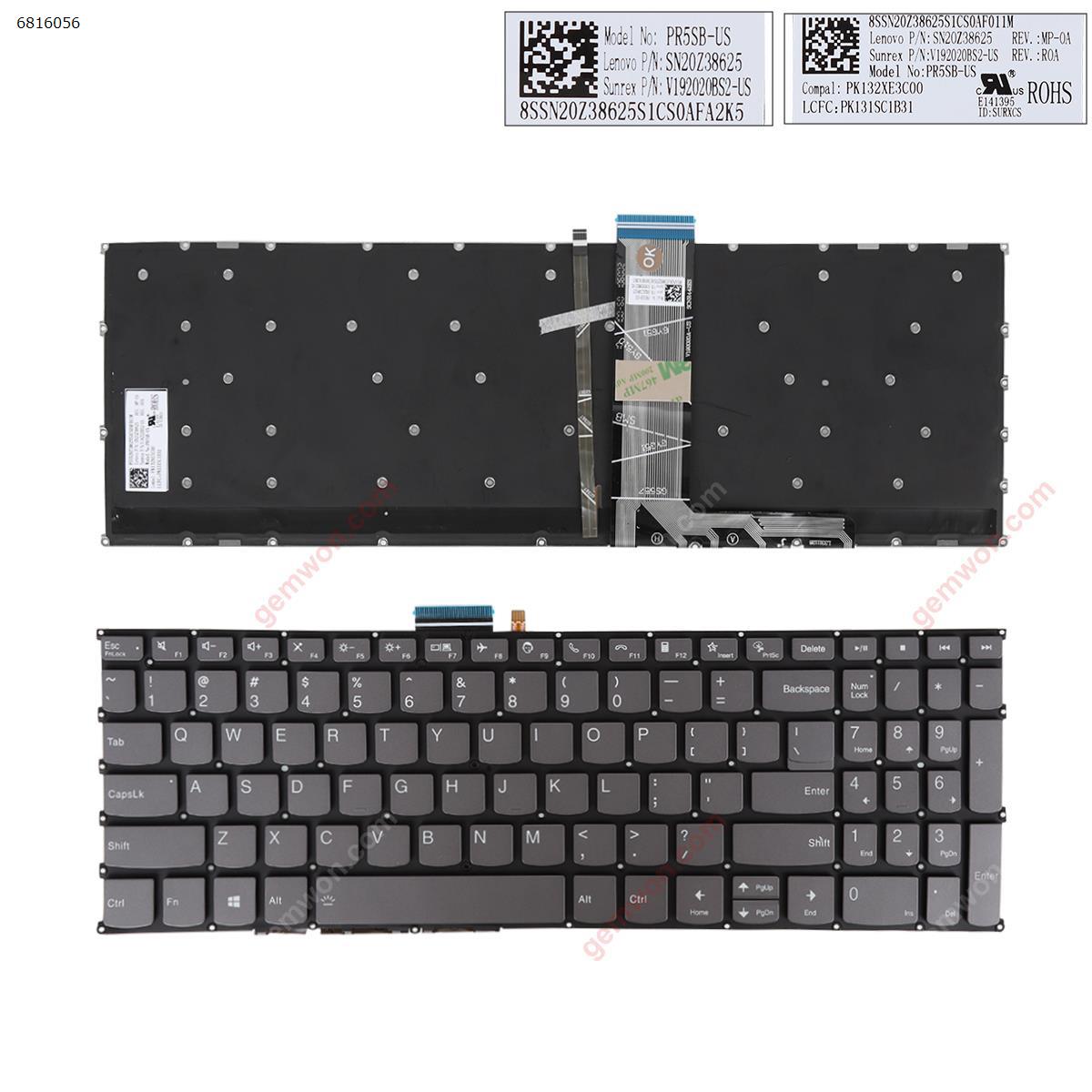 Picture of New Replacement Laptop Keyboard For Lenovo Ideapad 5-15IIL05 15ARE05 15ITL05 5-15ALC05 Gray Backlit （Version 2） US Layout