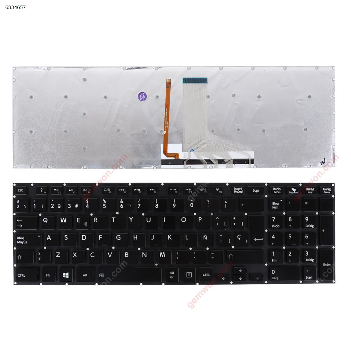 Picture of New Replacement Laptop Keyboard For TOSHIBA  Satellite  P50-A  P50T-A  P55-A  P55T-A  BLACK (Blacklit , Without  FRAME ,With  Foil) SP Layout