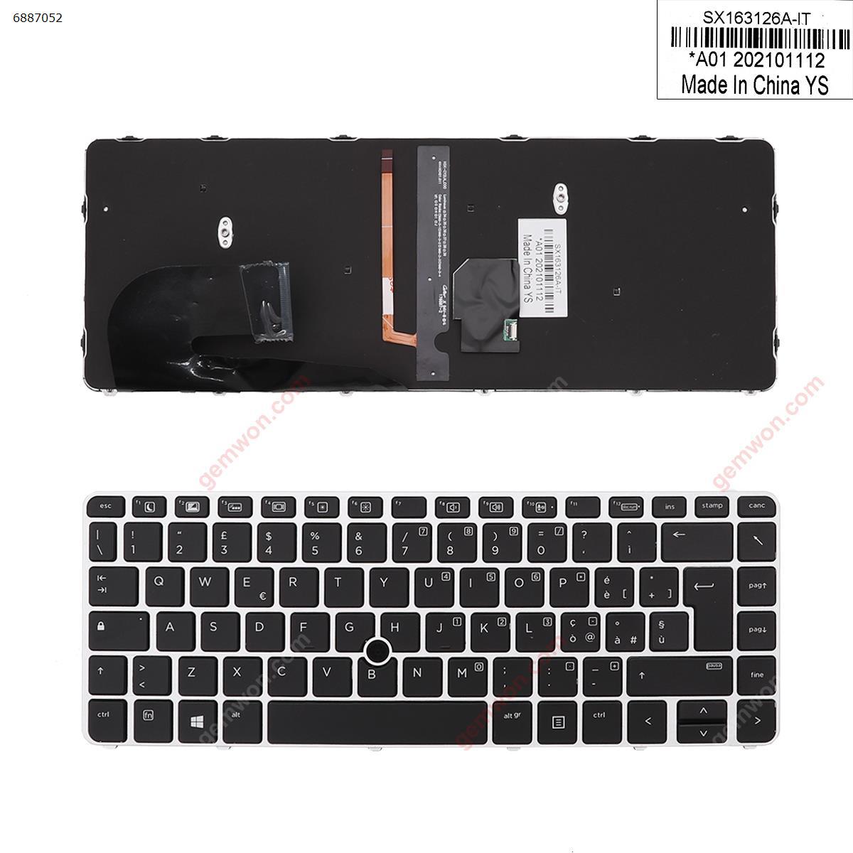 Picture of New Replacement Laptop Keyboard For HP EliteBook 840 G3 SILVER FRAME BLACK (with point, Backlit, Win8) OEM IT Layout