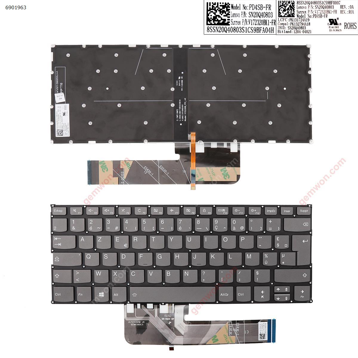 Picture of New Replacement Laptop Keyboard For Lenovo Yoga 530-14ARR Yoga 530-14IKB 730-13ikb 730-13iwl 730-15ikb 730-15iwl GRAY (Backlit,Without FRAME,WIN8) FR Layout