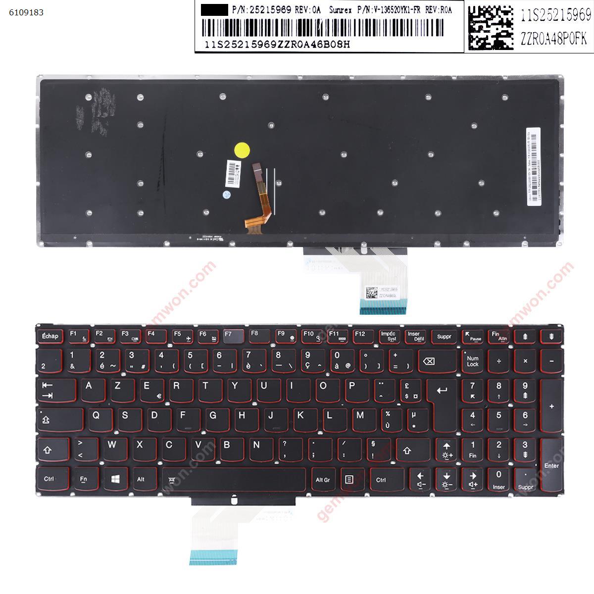 Picture of New Replacement Laptop Keyboard For Lenovo Y50-70 Y70-70 BLACK (Red Backlit,Win8) FR Layout