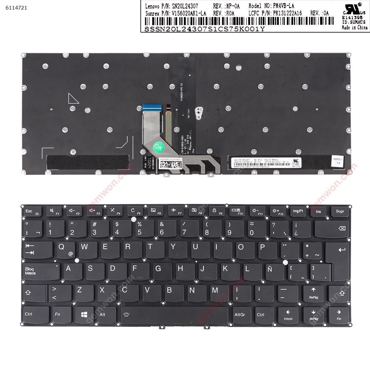 Picture of New Replacement Laptop Keyboard For Lenovo Yoga 910-13IKB YOGA 5 Pro BLACK(Backlit,Without FRAME,For Win8)	 LA Layout