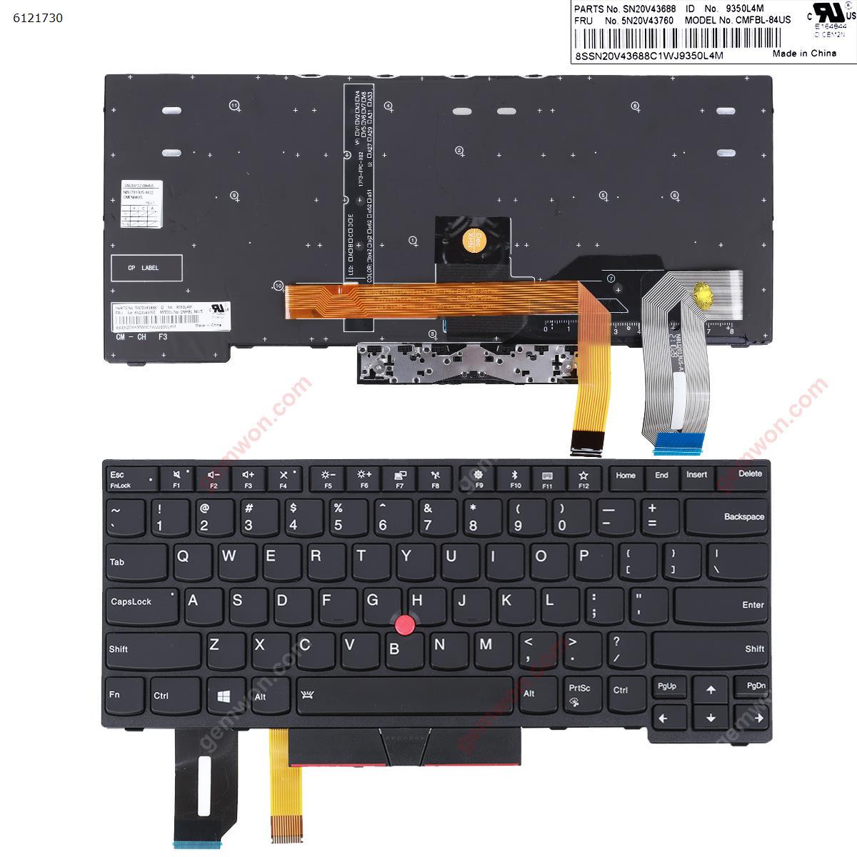 Picture of New Replacement Laptop Keyboard For Lenovo IBM ThinkPad E480 L480 T480S  Black （ Backlit  With Point stick )OEM US Layout