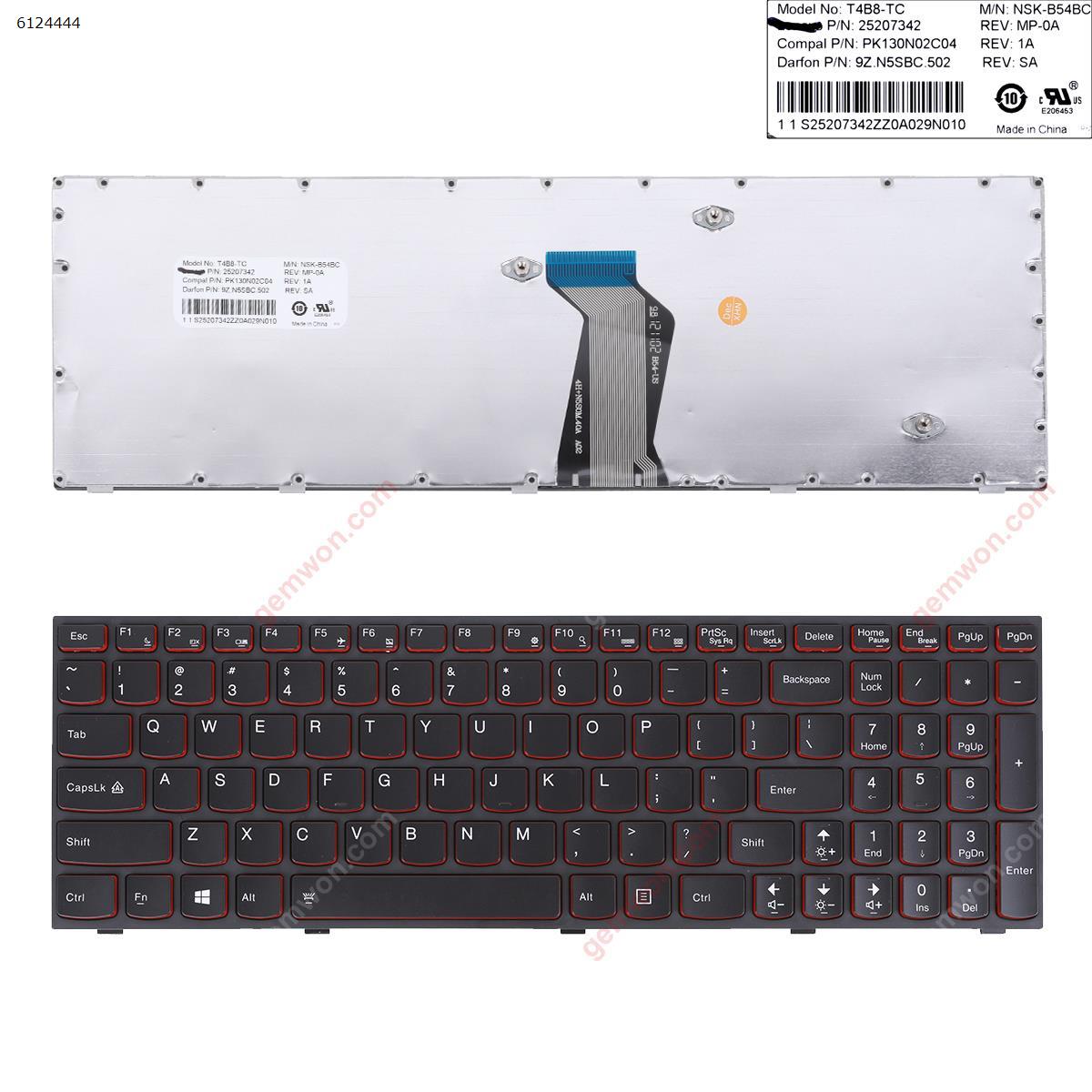 Picture of New Replacement Laptop Keyboard For LENOVO Y500 BLACK FRAME BLACK(Redside For Win8) US Layout