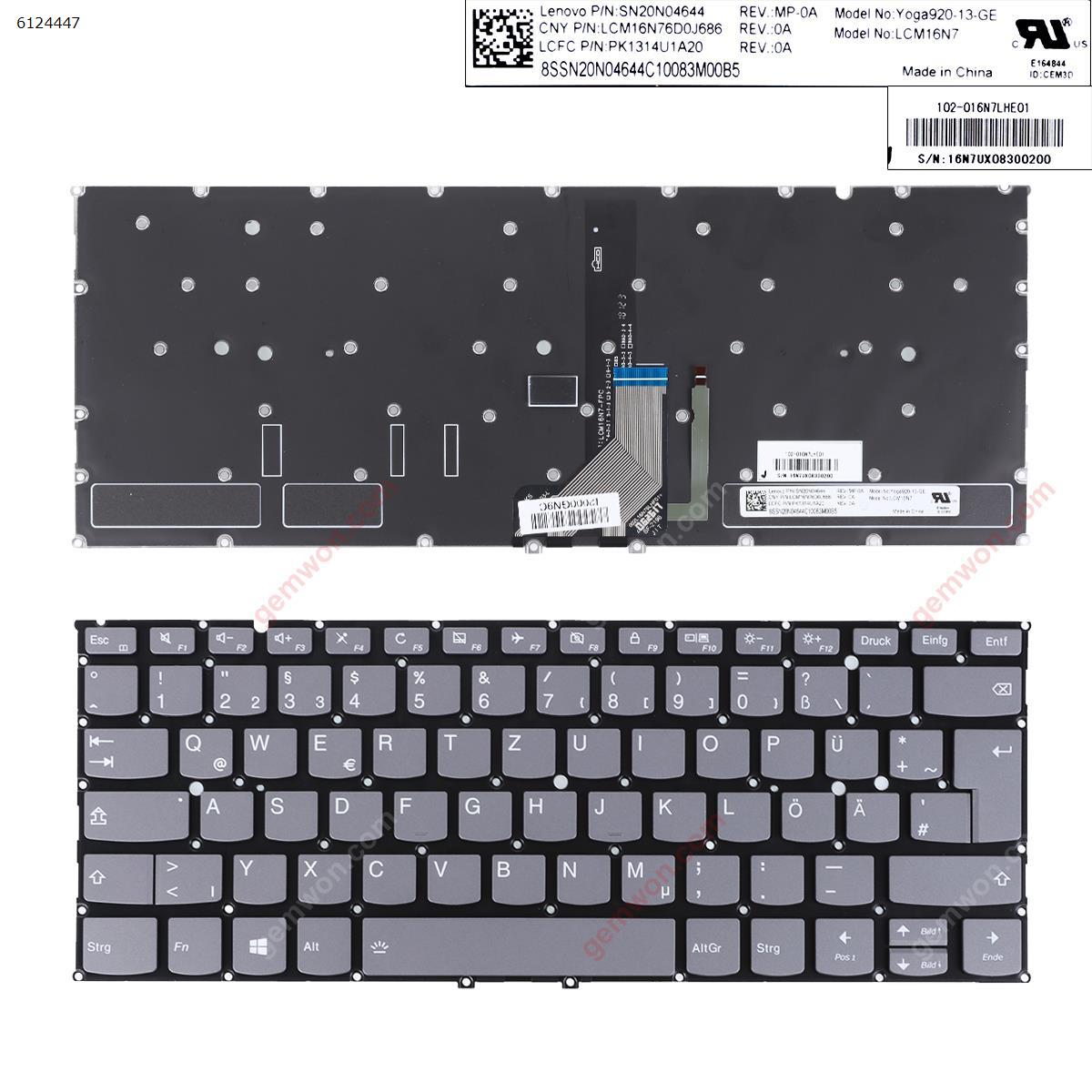 Picture of New Replacement Laptop Keyboard For Lenovo Yoga 920-13 920-13IKB GRAY(Backlit,Without FRAME,Win8)  Gr Layout