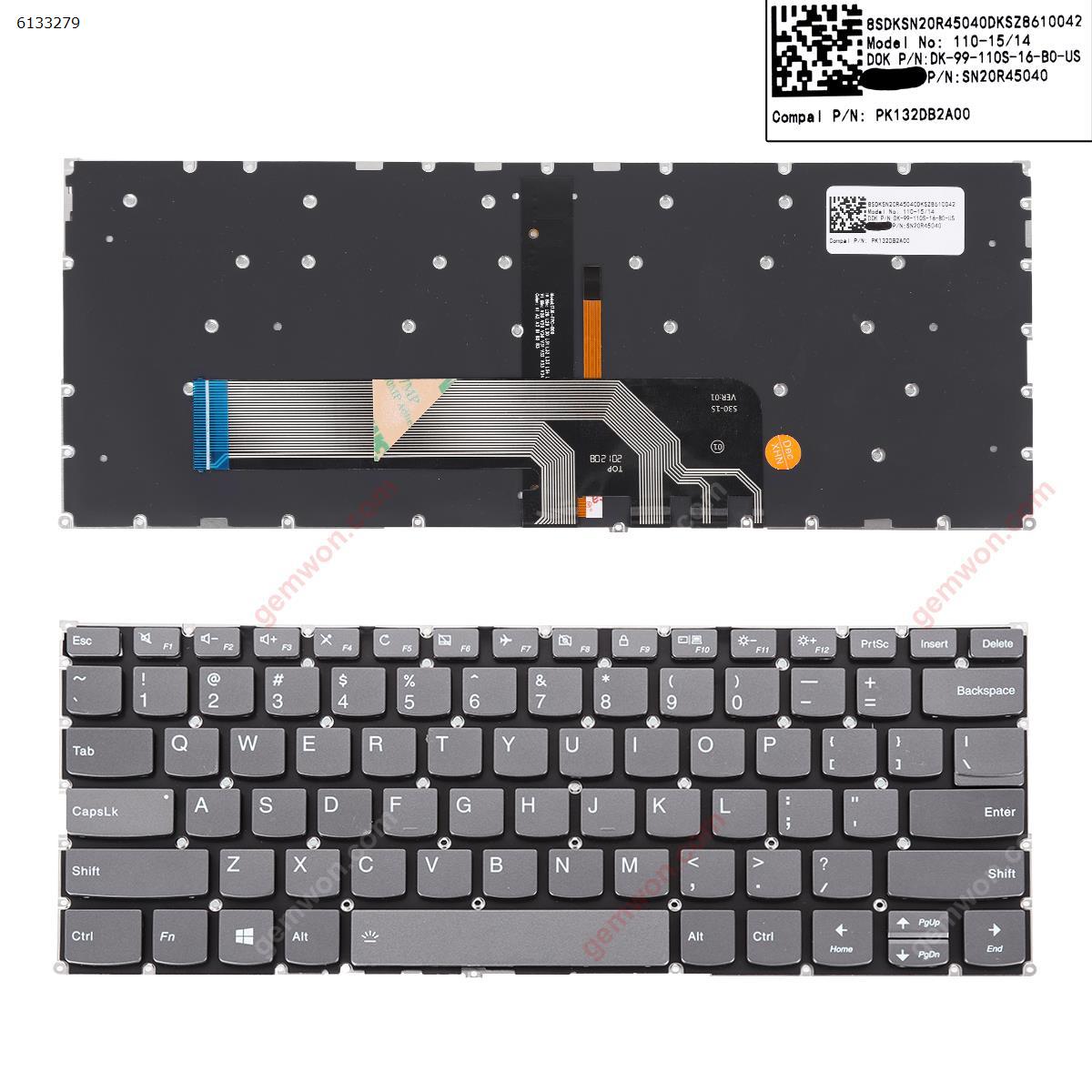 Picture of New Replacement Laptop Keyboard For ThinkBook 13s-IWL 13s-IML 14s-IML 14s-IWL GRAY (Backlit,Without FRAME,WIN8) US Layout