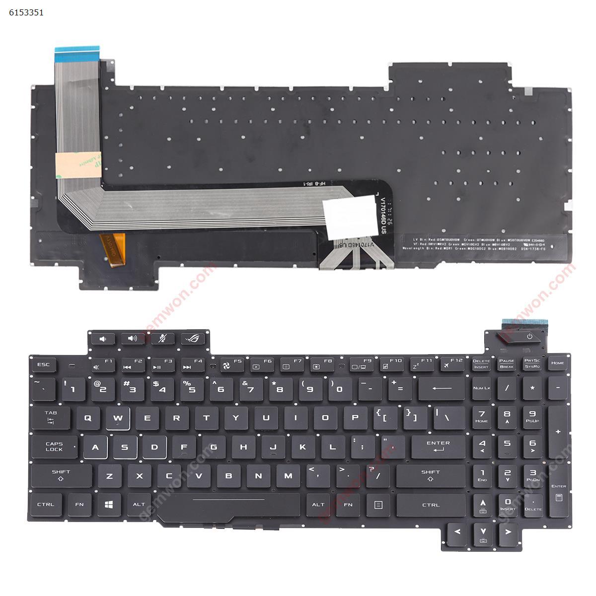 Picture of New Replacement Laptop Keyboard For Asus GL503GE   BLACK (Without FRAME, Full Colorful Backlit ,WIN8) US Layout