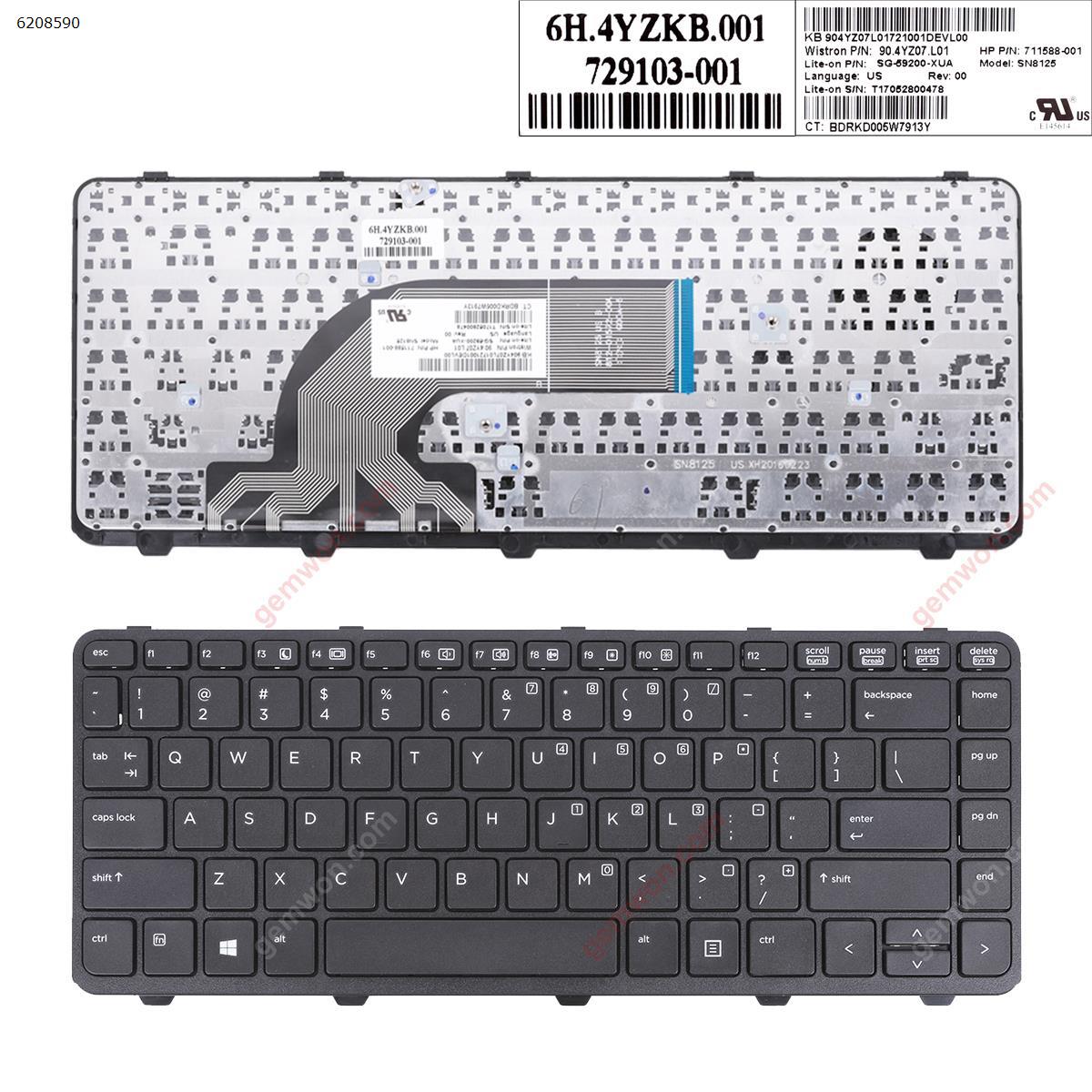 Picture of New Replacement Laptop Keyboard For HP PROBOOK 440 G0 440 G1 445 G1 440 G2 445 G2 430 G2 BLACK FRAME BLACK (For Win8) US Layout