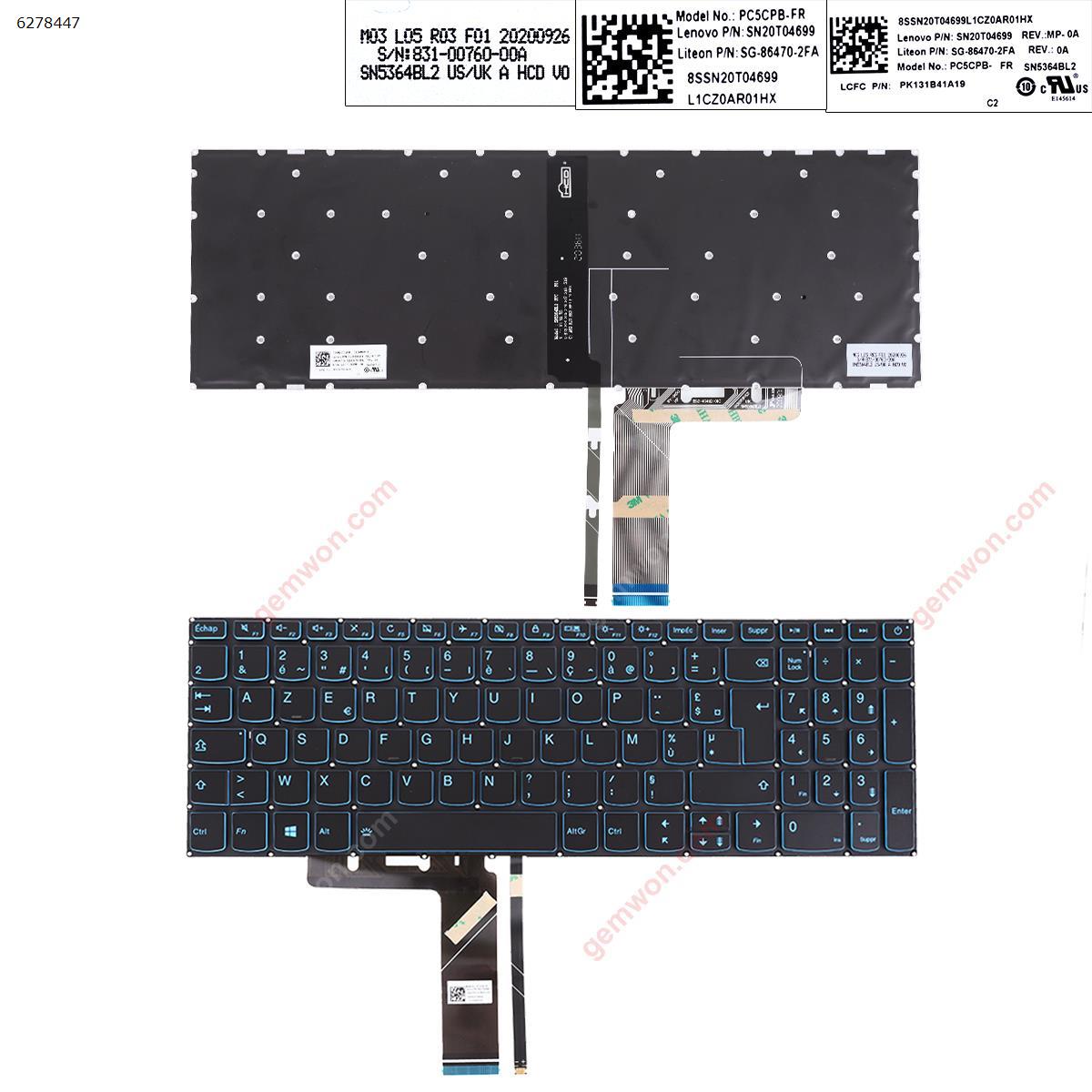 Picture of New Replacement Laptop Keyboard For Lenovo IdeaPad L340 L340-15 L340-17 L340-15IRH BLACK（Backlit , Compatible with 320-15ABR 320-15IAP 320-15AST 320-15IKB 320-15ISK  WIN8) FR Layout