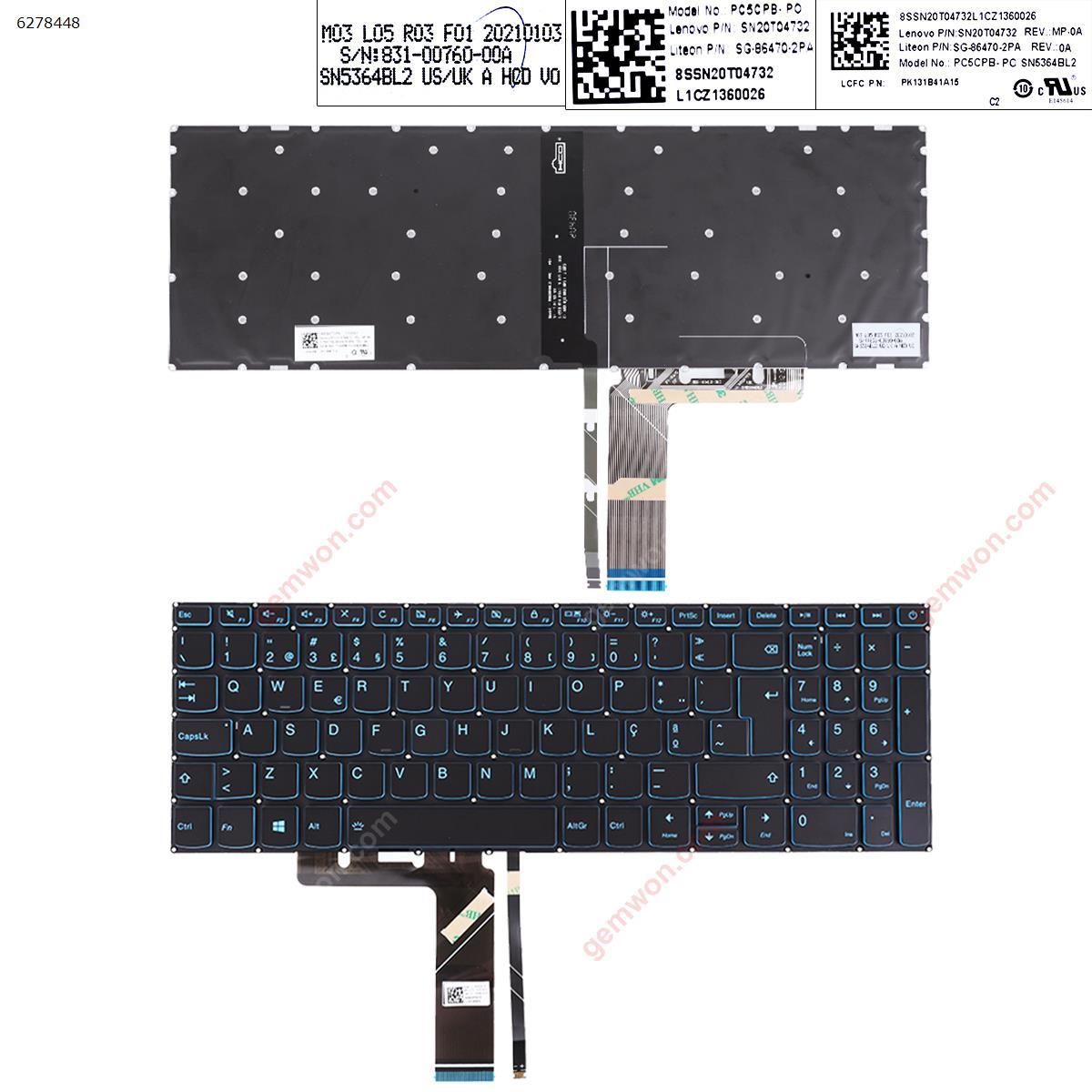 Picture of New Replacement Laptop Keyboard For Lenovo IdeaPad L340 L340-15 L340-17 L340-15IRH BLACK（Backlit , Compatible with 320-15ABR 320-15IAP 320-15AST 320-15IKB 320-15ISK  WIN8) PO Layout