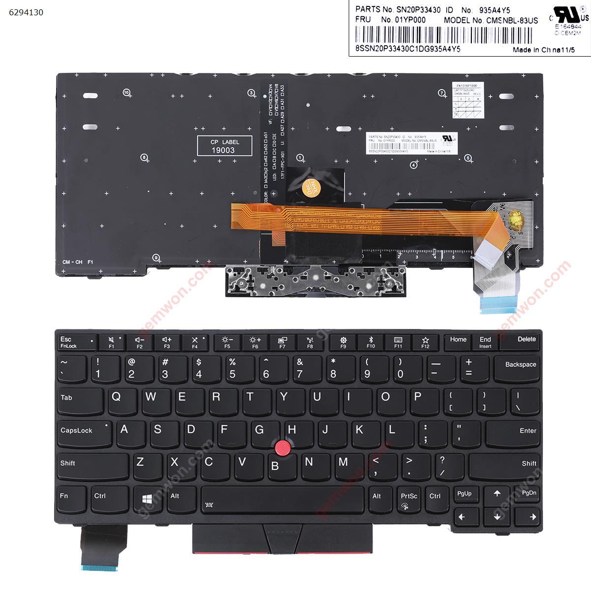 Picture of New Replacement Laptop Keyboard For Lenovo ThinkPad X280 BLACK FRAME BLACK (Backlit,With Point stick,Win8 ) OEM US Layout