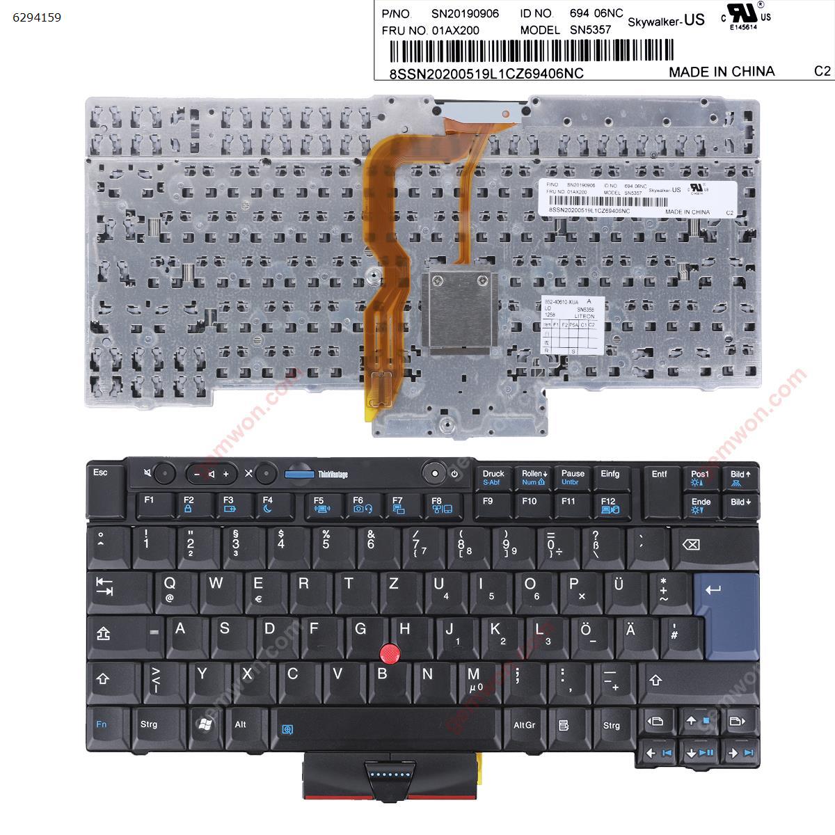 New Replacement Laptop Keyboard For ThinkPad T400S T410 T410I T410S T420 X220 BLACK(with point stick,WIN8）OEM Gr Layout的图片