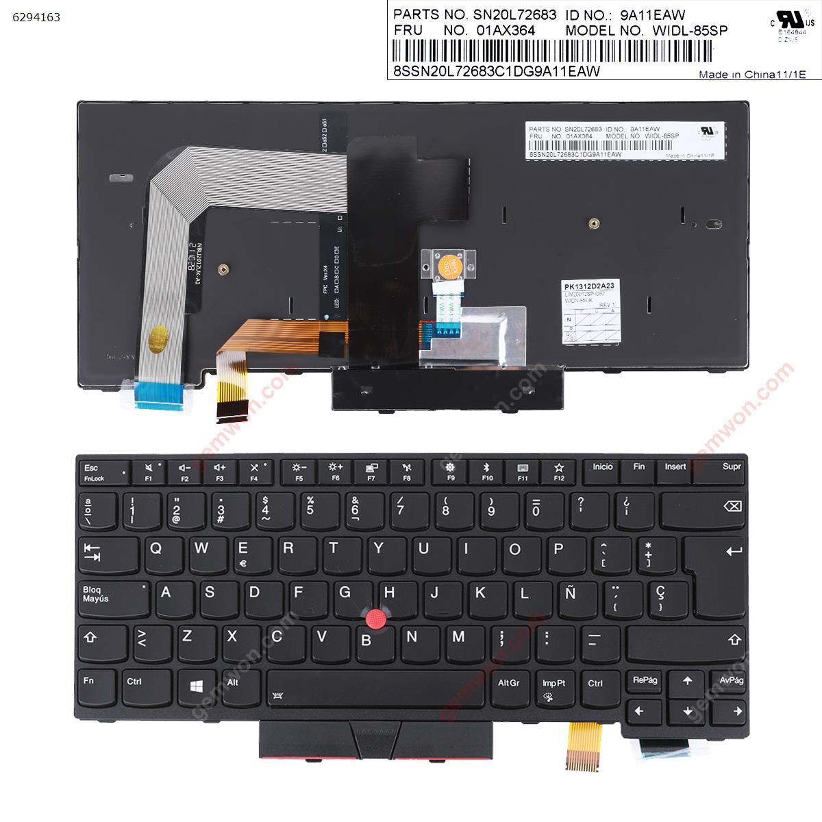 Picture of New Replacement Laptop Keyboard For ThinkPad T470 T480 BLACK FRAME BLACK ( Backlit , with point stick ,For Win8)  OEM SP Layout