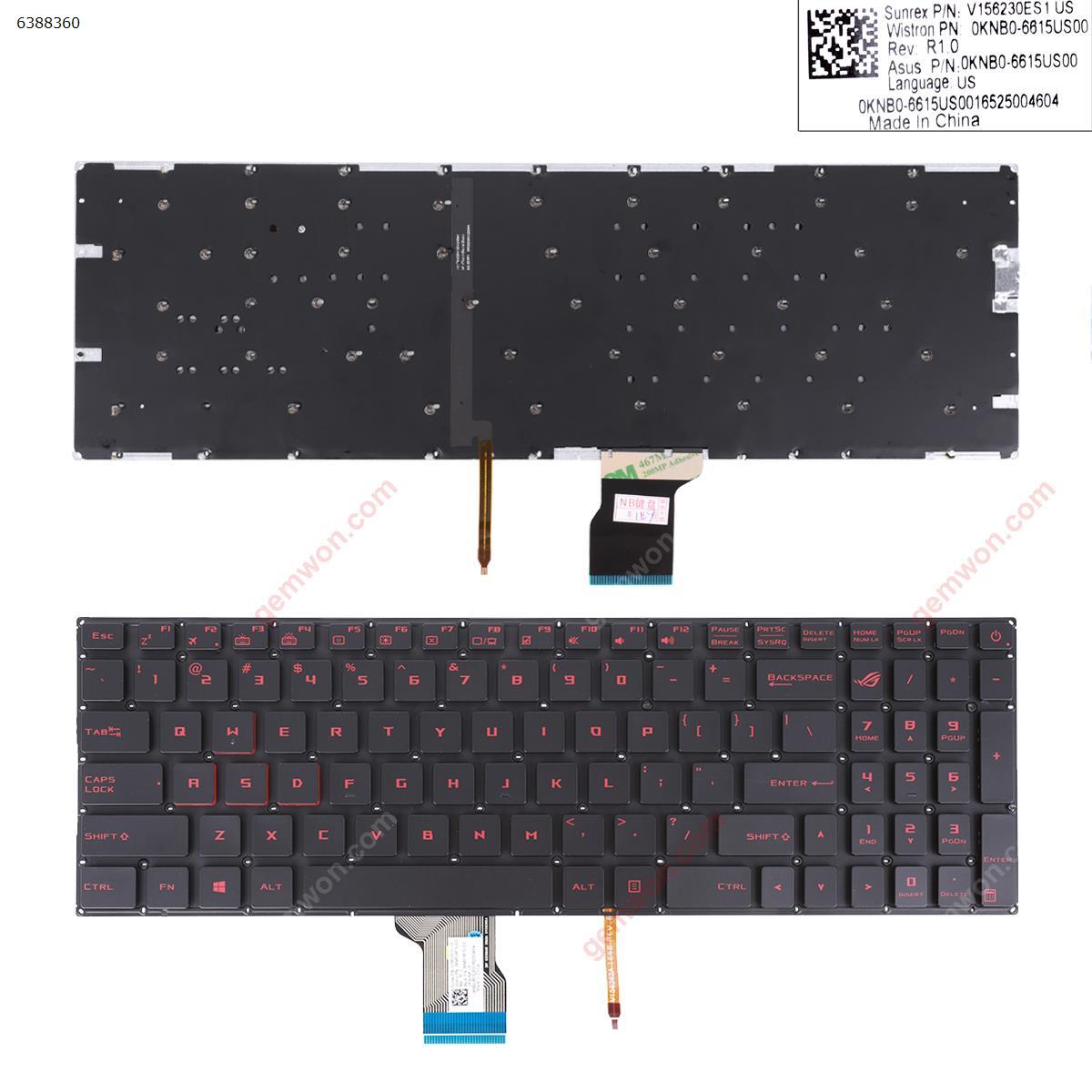 Picture of New Replacement Laptop Keyboard For Asus GL502VM GL502VS GL502VT GL502VY GL702VS GL702V BLACK(Red Backlit,Red Printing) WIN8  US Layout