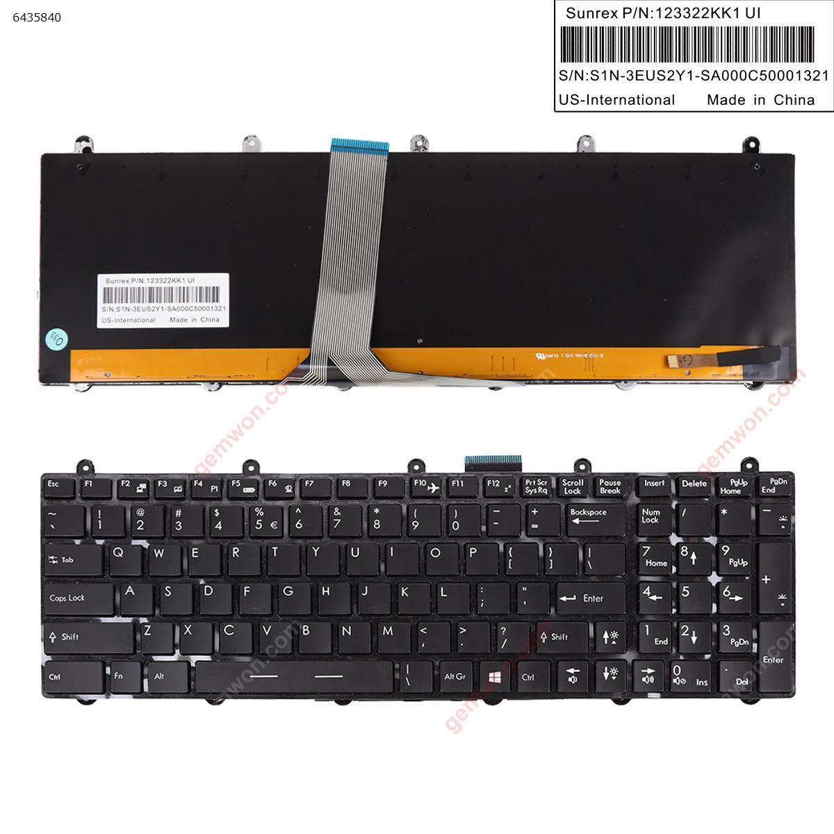 Picture of New Replacement Laptop Keyboard For MSI GT60 GT70 GT780 GT783 GX780 BLACK FRAME GLOSSY  Small Enter(Full Colorful Backlit,WIN8) US Layout