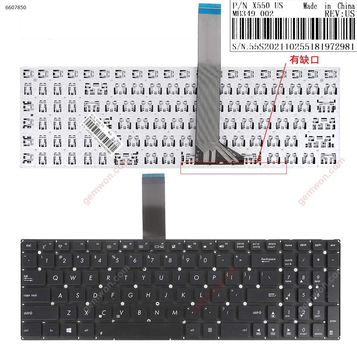 Picture of New Replacement Laptop Keyboard For ASUS  K56 BLACK(Without FRAME,Without Foil,For Win8,Version 2)OEM US Layout