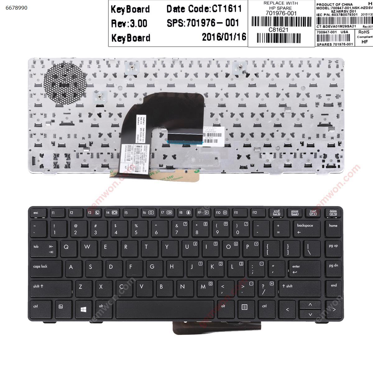 Picture of New Replacement Laptop Keyboard For HP EliteBook 8460P BLACK FRAME BLACK(Without Piont Stick,For Win8) US Layout