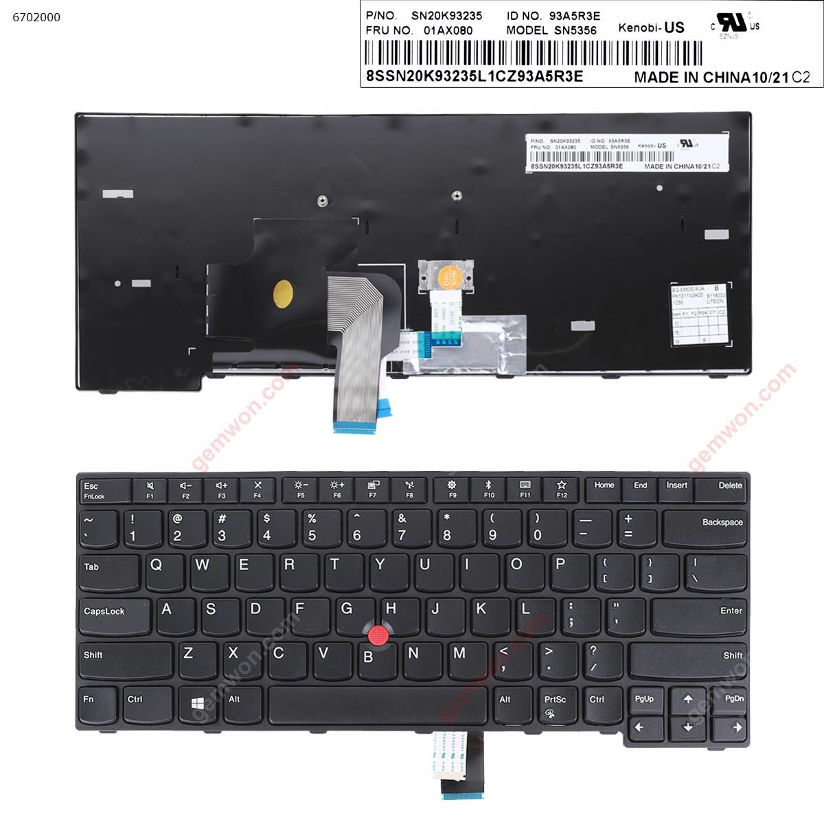 Picture of New Replacement Laptop Keyboard For ThinkPad Edge E470 E475 BLACK FRAME BLACK  (With Point stick,Win8  OEM) US Layout