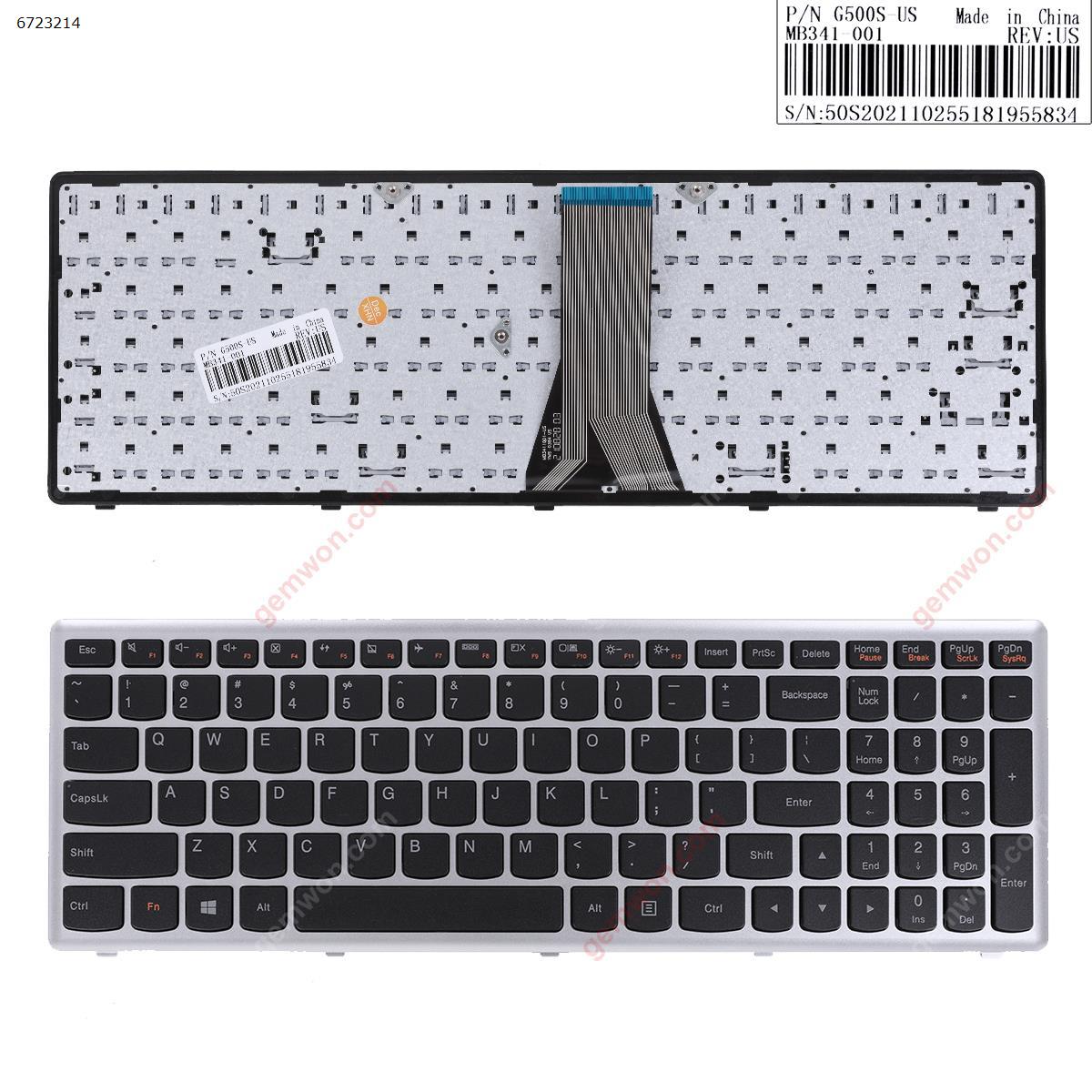 Picture of New Replacement Laptop Keyboard For Lenovo G500S S500 Flex 15 GRAY FRAME BLACK(without Foil For Win8) US Layout