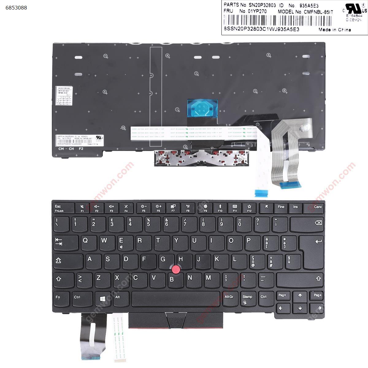 Picture of New Replacement Laptop Keyboard For Lenovo IBM ThinkPad E480 L480 T480S Black （  With Point stick )OEM IT Layout