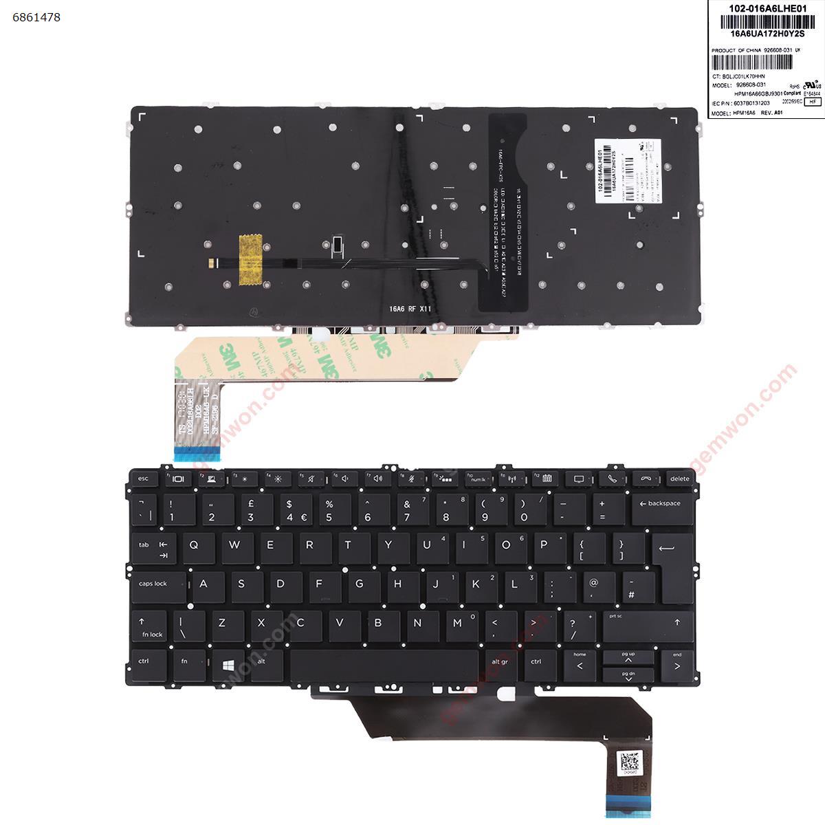 Picture of New Replacement Laptop Keyboard For HP EliteBook 1030 G2 x360 BLACK （With Backlit Board，Win8） Uk Layout