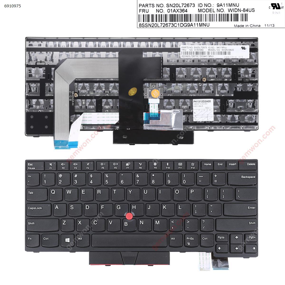 Picture of New Replacement Laptop Keyboard For ThinkPad T470 T480 BLACK FRAME BLACK (  with point stick ,For Win8) OEM US Layout