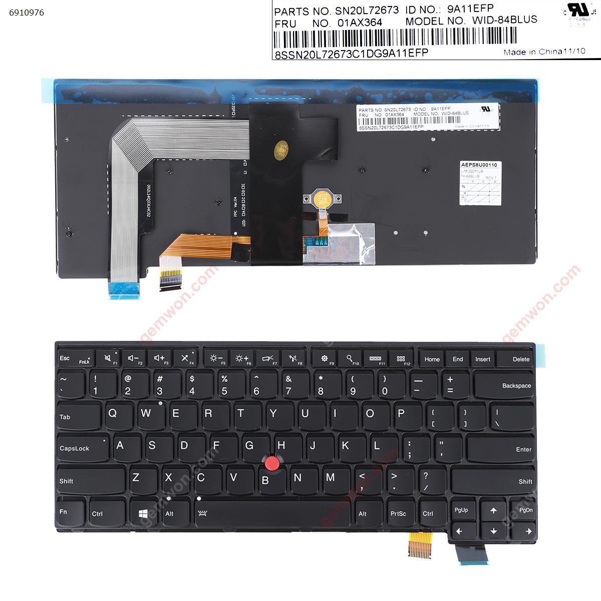 Picture of New Replacement Laptop Keyboard For ThinkPad T460S BLACK FRAME BLACK (Backlit with point stick For Win8)OEM US Layout