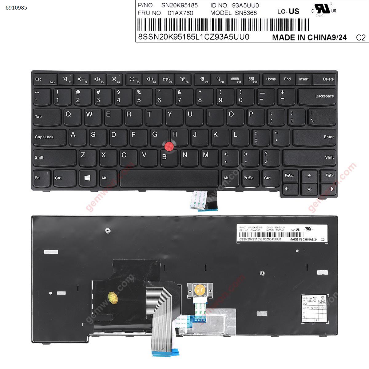 Picture of New Replacement Laptop Keyboard For Thinkpad E450 E455 E450C E460 BLACK FRAME BLACK ( with point stick,WIN8）OEM US Layout
