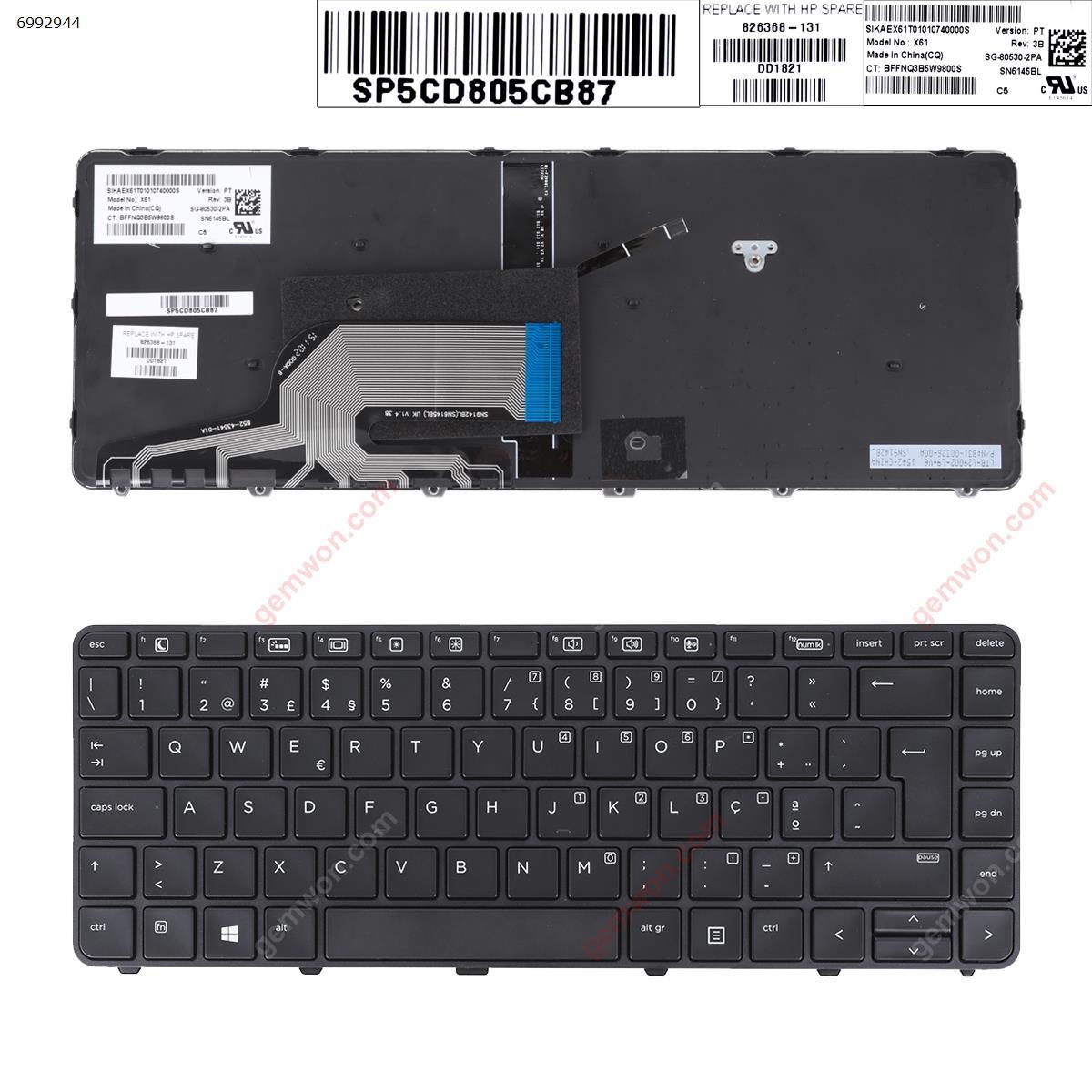 Picture of New Replacement Laptop Keyboard For HP 430 g3 g4 440 g3 g4 446 g3 BLACK Frame BLACK(Backlit,Win8) PO Layout