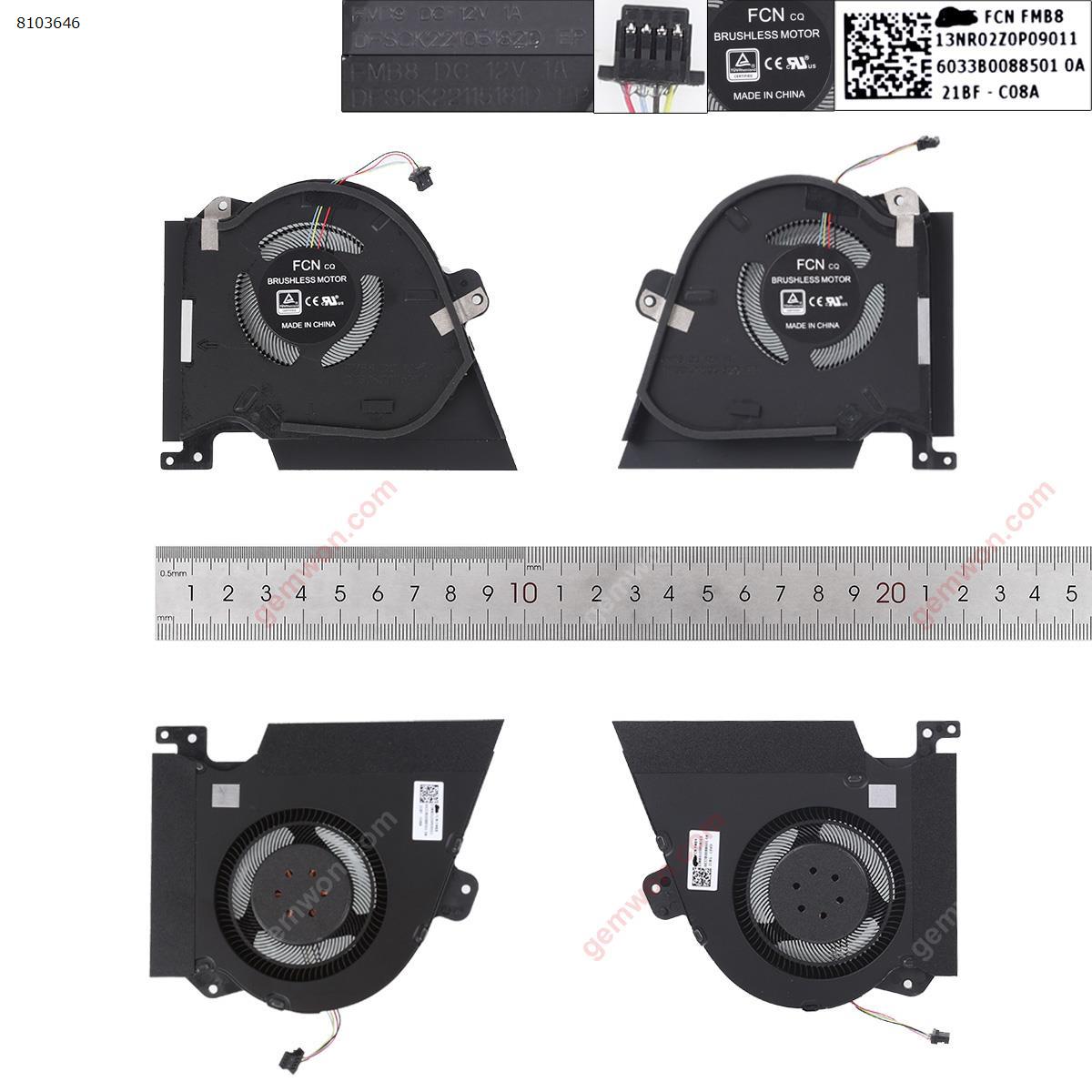 Picture of New Replacement CPU Cooling Fan For ASUS ROG Zephyrus Duo 15 GX550 CPU+GPU fan.（ORG） DFSCK22115181D   DFSCK22105182D Layout