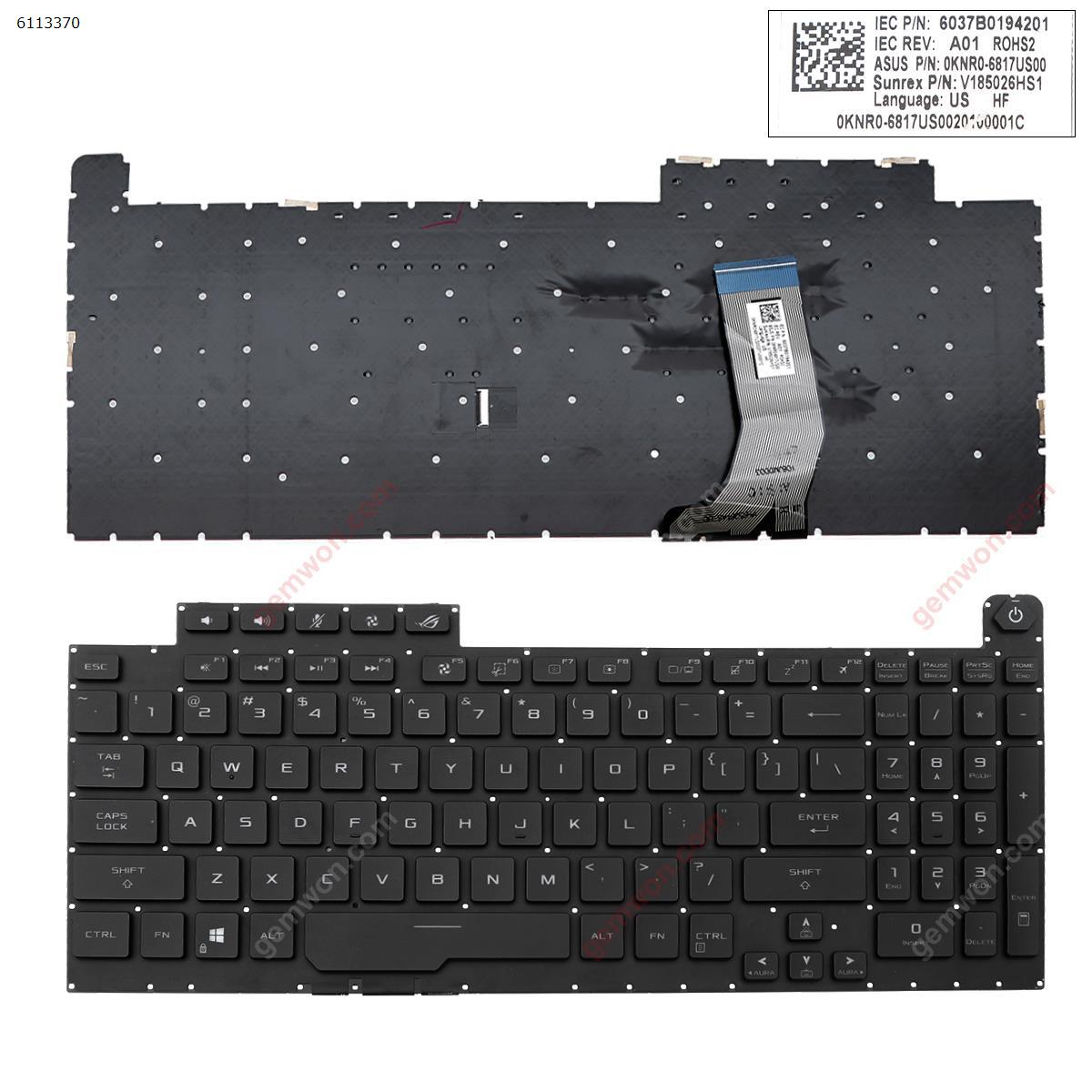 Picture of New Replacement Laptop Keyboard For Asus G731GT G731GU BLACK (Full Colorful Backlit,Without FRAME,WIN8)  ?	 US Layout