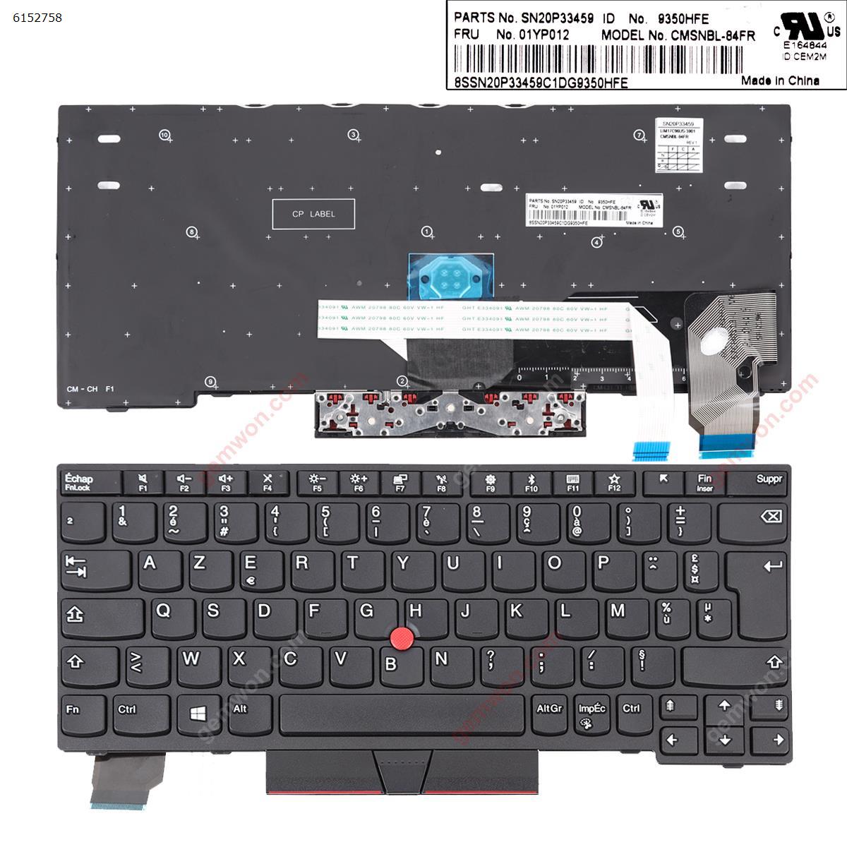 Picture of New Replacement Laptop Keyboard For IBM Thinkpad x280 a285 x390 BLACK FRAME BLACK( With Point，For Win8) OEM FR Layout