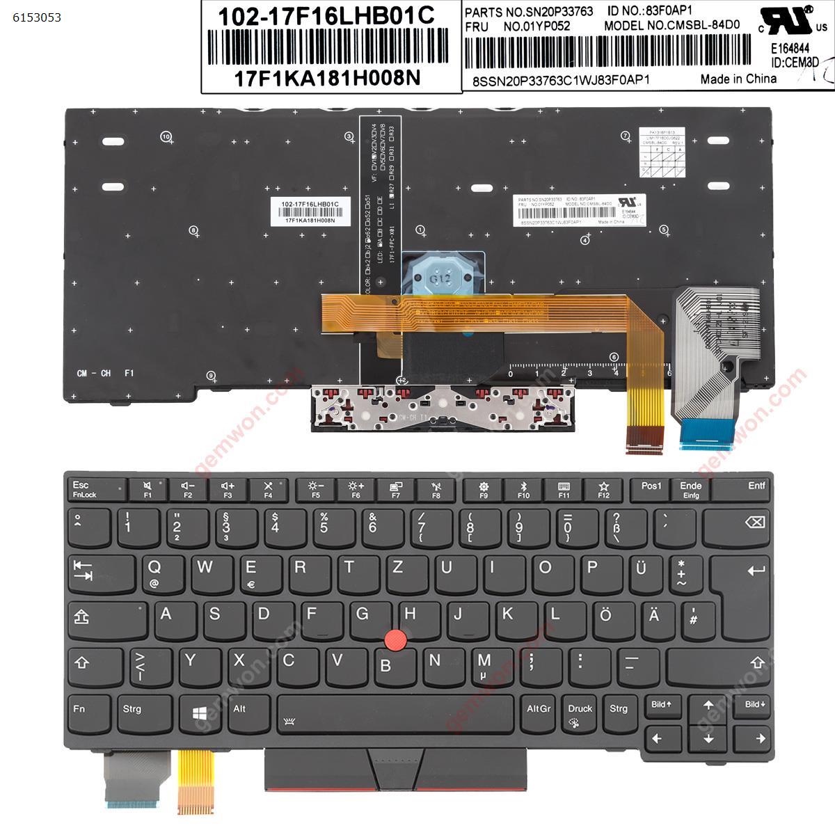 Picture of New Replacement Laptop Keyboard For IBM ThinkPad X280 X395 X390 BLACK FRAME BLACK（with point ，backlit win8）OEM GR Layout