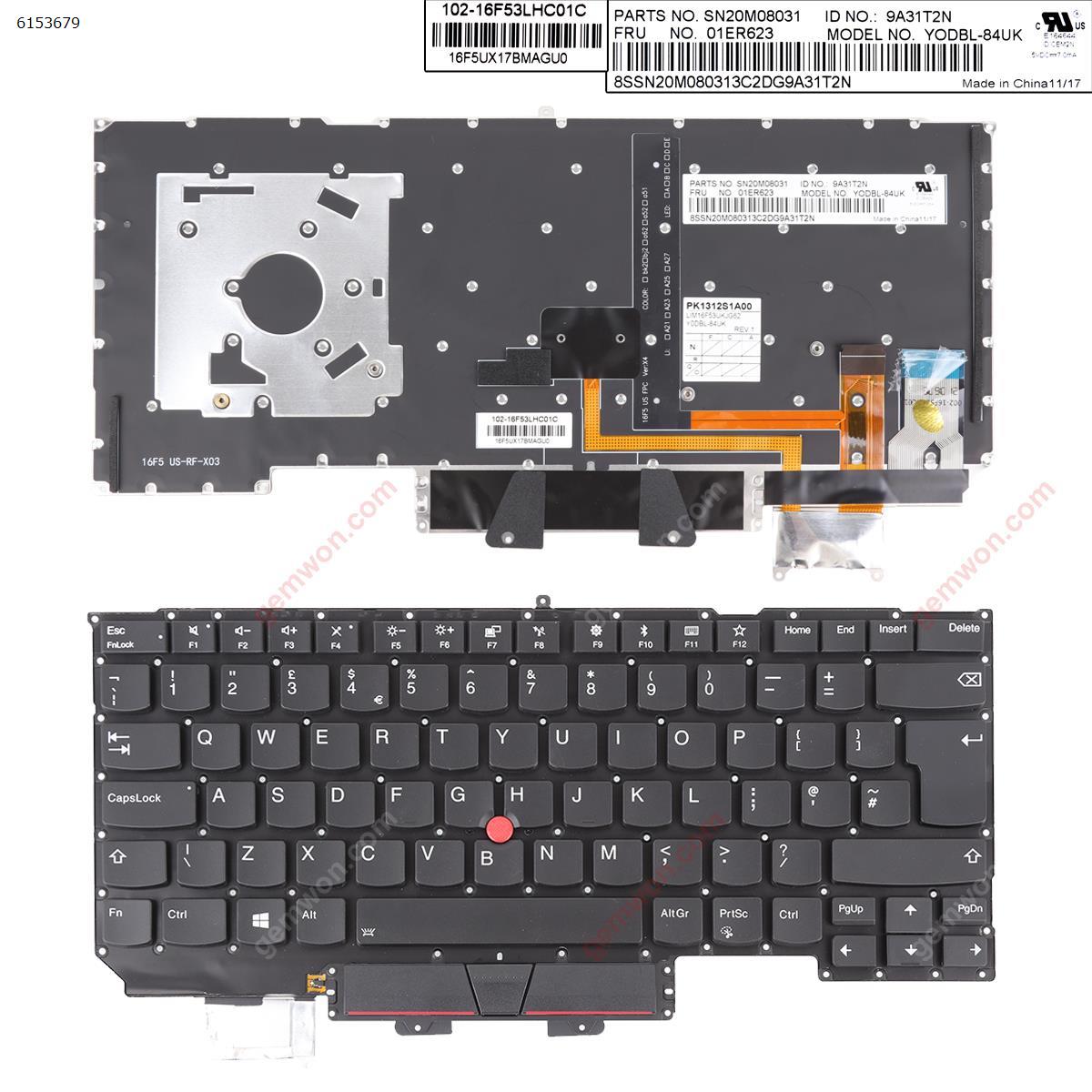 Picture of New Replacement Laptop Keyboard For Lenovo IBM ThinkPad X1 Carbon Gen 5 2017 BLACK With Point stick（Backlit）Win8 OEM Uk Layout