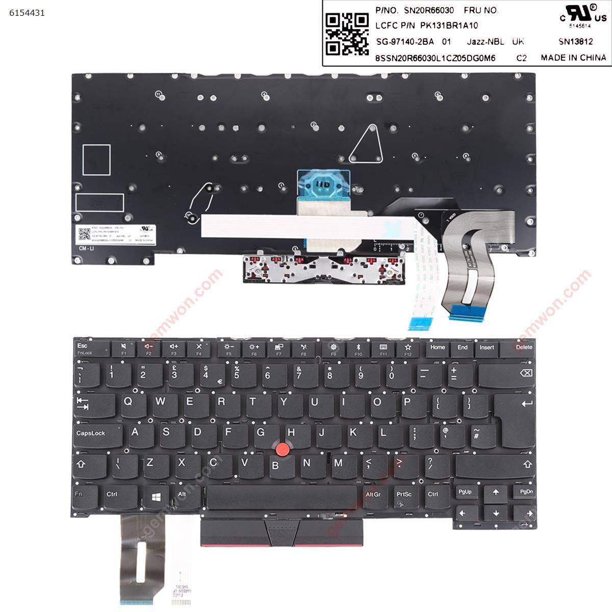 Picture of New Replacement Laptop Keyboard For IBM Thinkpad T490S  L490 E490  Black ( with point stick win8 )OEM Uk Layout
