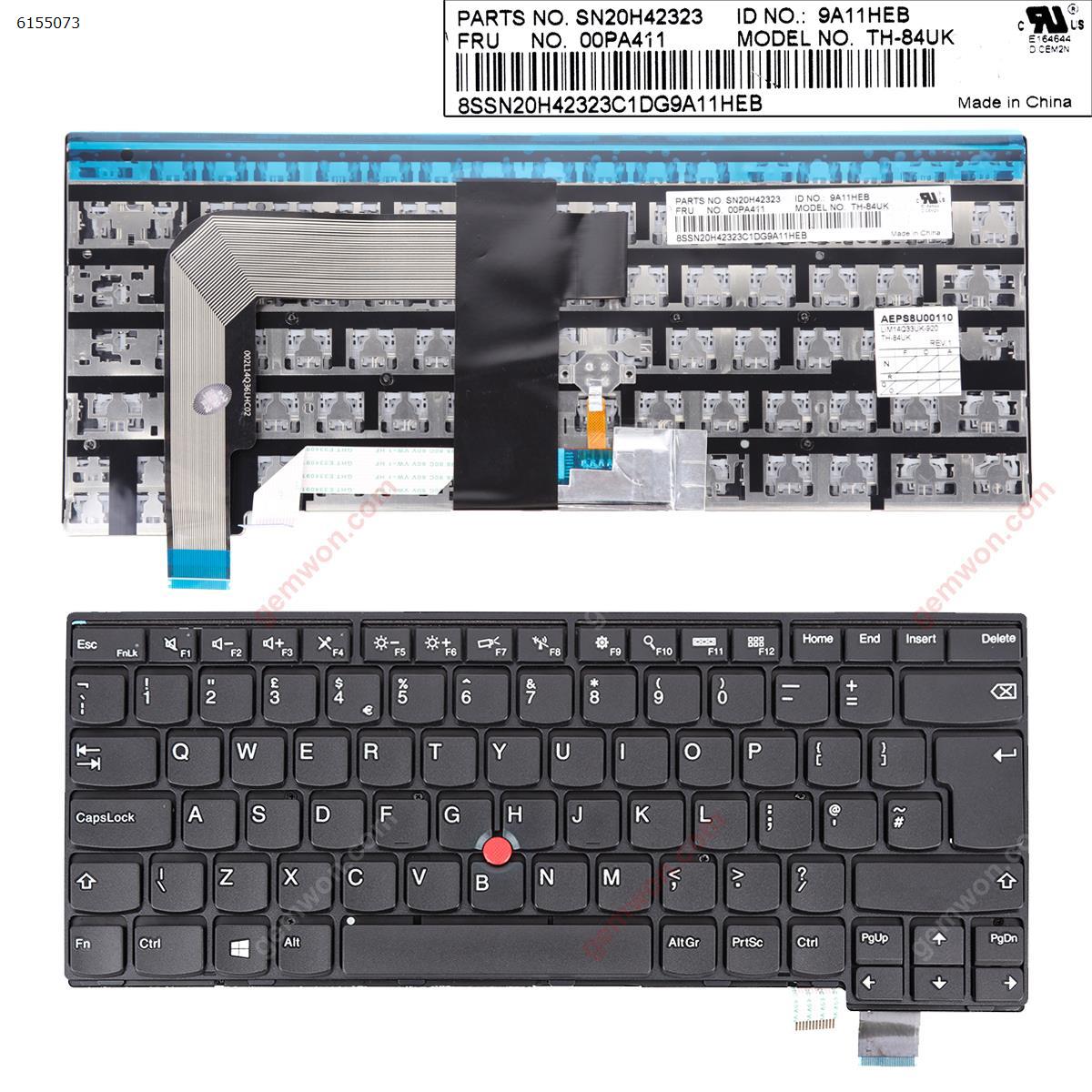 Picture of New Replacement Laptop Keyboard For IBM ThinkPad T460S BLACK FRAME BLACK (with point stick For Win8)OEM Uk Layout