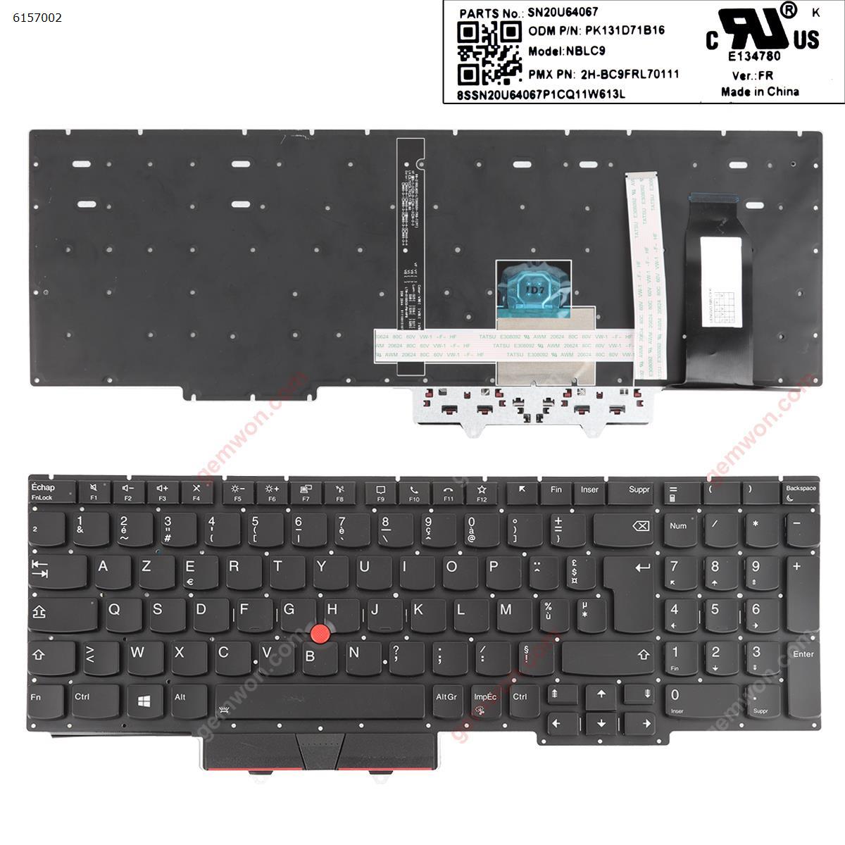 Picture of New Replacement Laptop Keyboard For Lenovo Thinkpad E15 (2020 year) ( Backlit With Point Stick For Win8) FR Layout