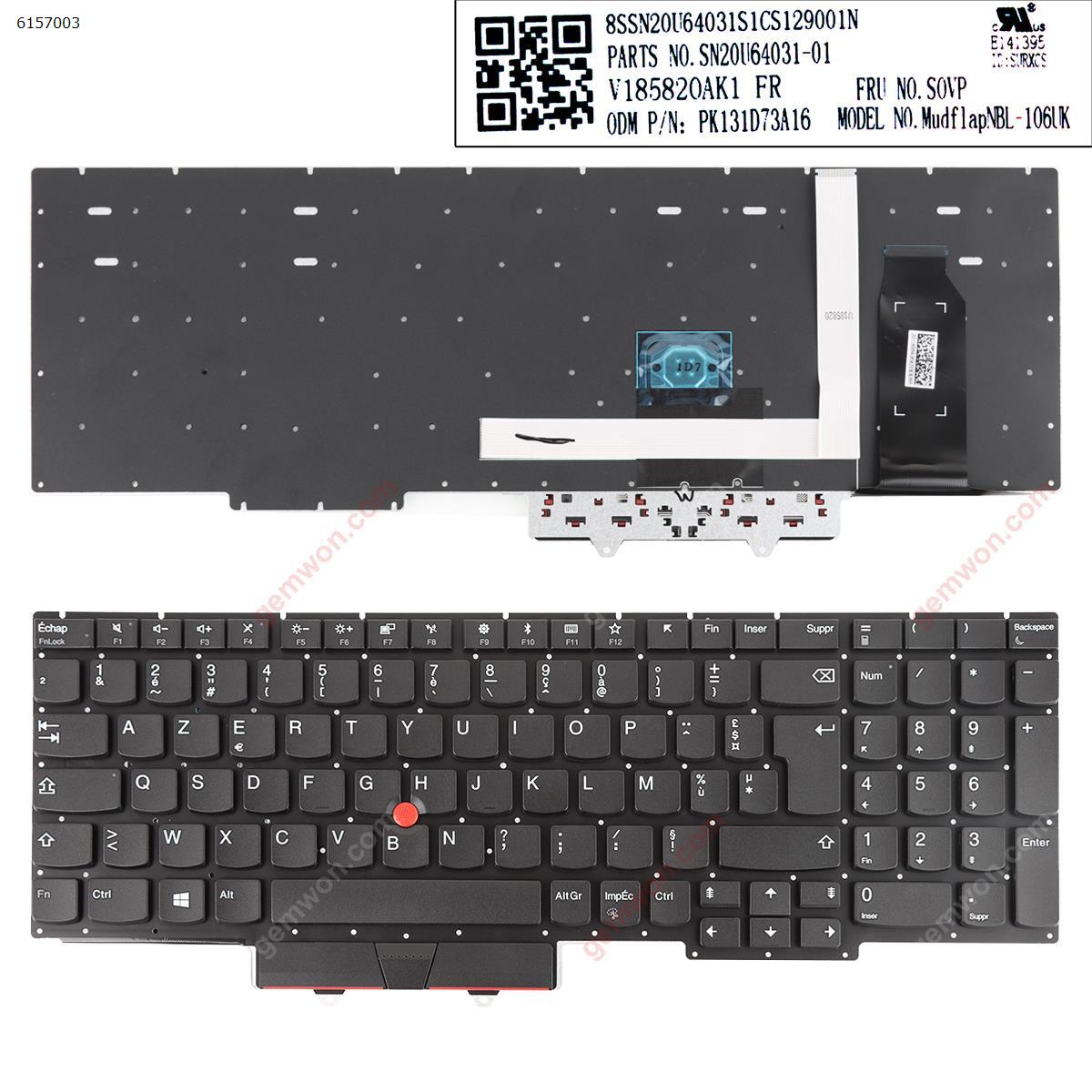 Picture of New Replacement Laptop Keyboard For Lenovo Thinkpad E15 (2020 year) (  With Point Stick For Win8) FR Layout