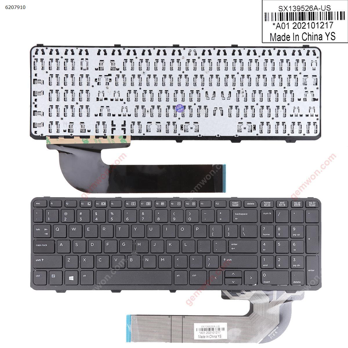 Picture of New Replacement Laptop Keyboard For HP ProBook 450 G0 450 G1 455 G1 BLACK FRAME BLACK  OEM (For Win8) US Layout