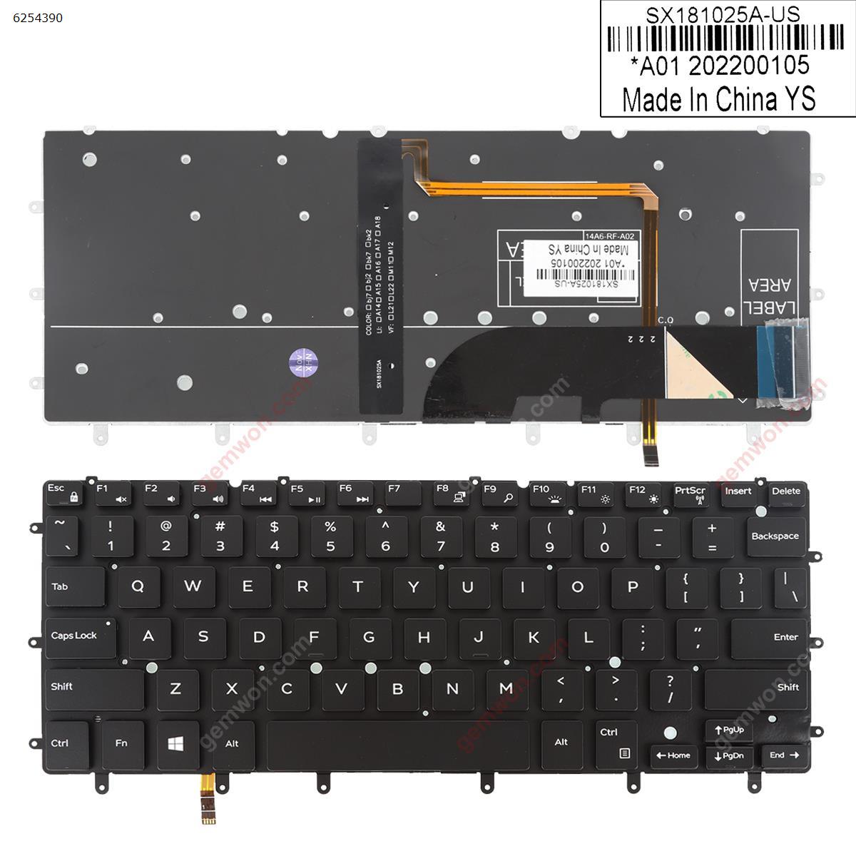 Picture of New Replacement Laptop Keyboard For Dell XPS 13 9343 9350 7347 7348 BLACK (Backlit, Win8) US Layout