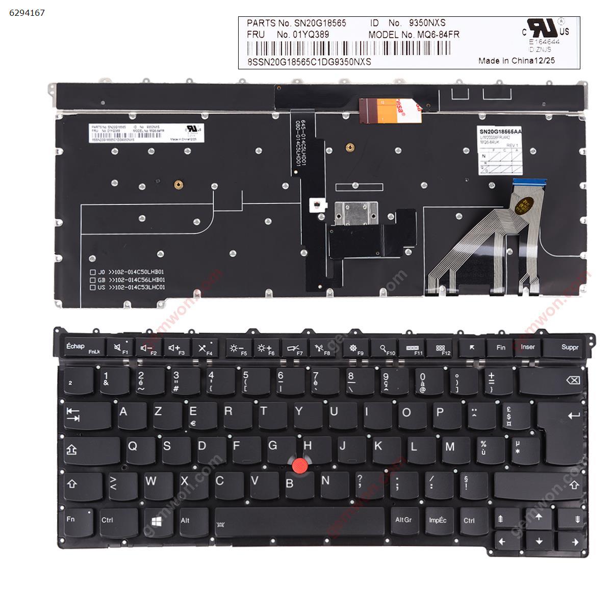 Picture of New Replacement Laptop Keyboard For Lenovo ThinkPad X1 Carbon 3rd Gen 2015 20BS 20BT BLACK ( Backlit , with point stick ,For Win8)  OEM FR Layout