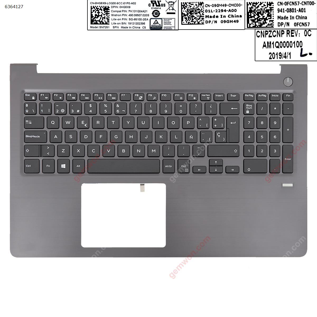 Picture of New Replacement Laptop Keyboard For Genuine Dell Vostro 15 5568  SP Keyboard Palmrest Plastics P9XFM Without Fingerprints SP Layout
