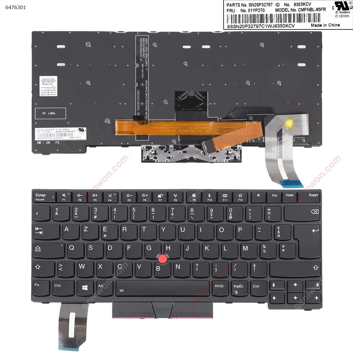 Picture of New Replacement Laptop Keyboard For IBM Lenovo E480 L480 T480S  Black (Backlit,With?Point?stick,Win8?)OEM FR Layout