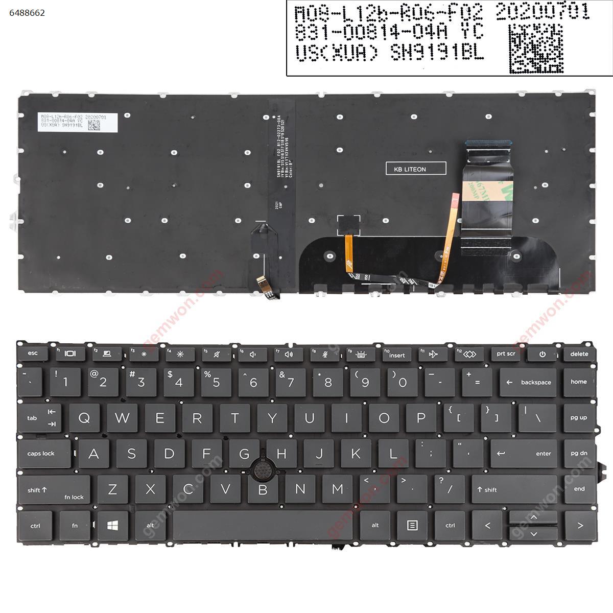 Picture of New Replacement Laptop Keyboard For HP EliteBook 840 g7 BLACK ( Backlit ， Without FRAME, with point ， Win8) US Layout