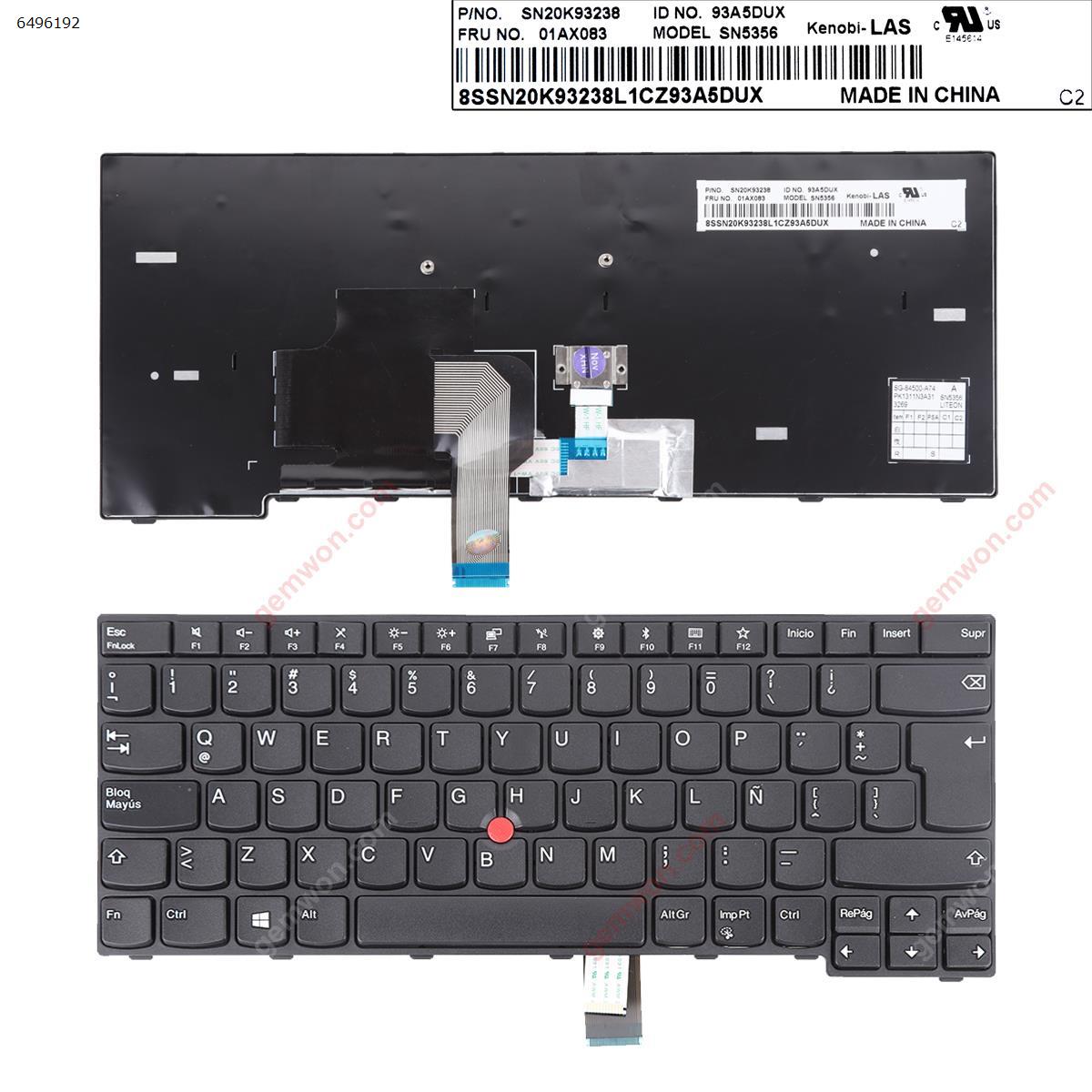 Picture of New Replacement Laptop Keyboard For IBM ThinkPad Edge E470 E475 BLACK FRAME BLACK(With Point stick,Win8) OEM LA Layout