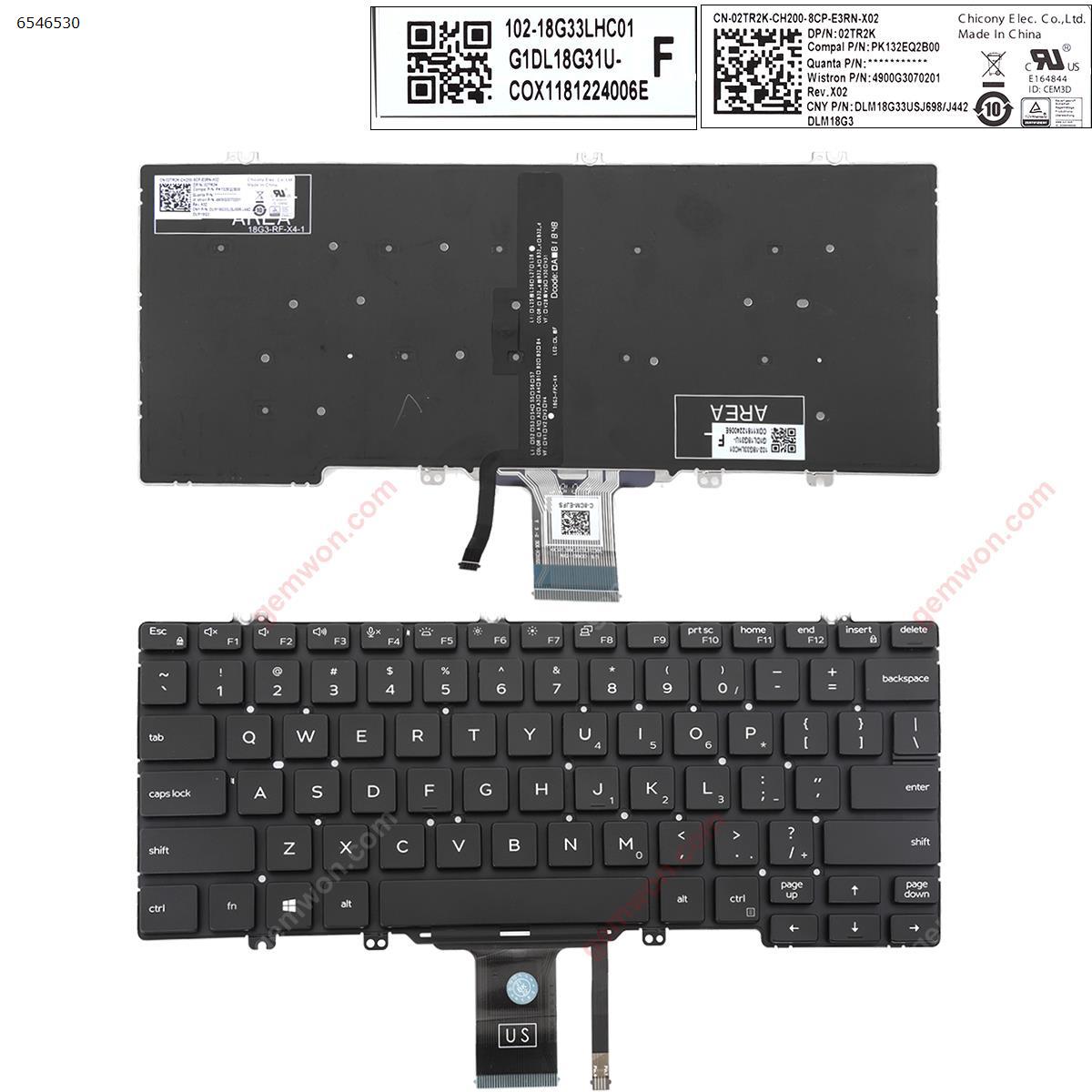 Picture of New Replacement Laptop Keyboard For DELL LATITUD E5200 3300 5300 7200 7300 3301 7290 5310 BLACK (Backlit Win8) US Layout