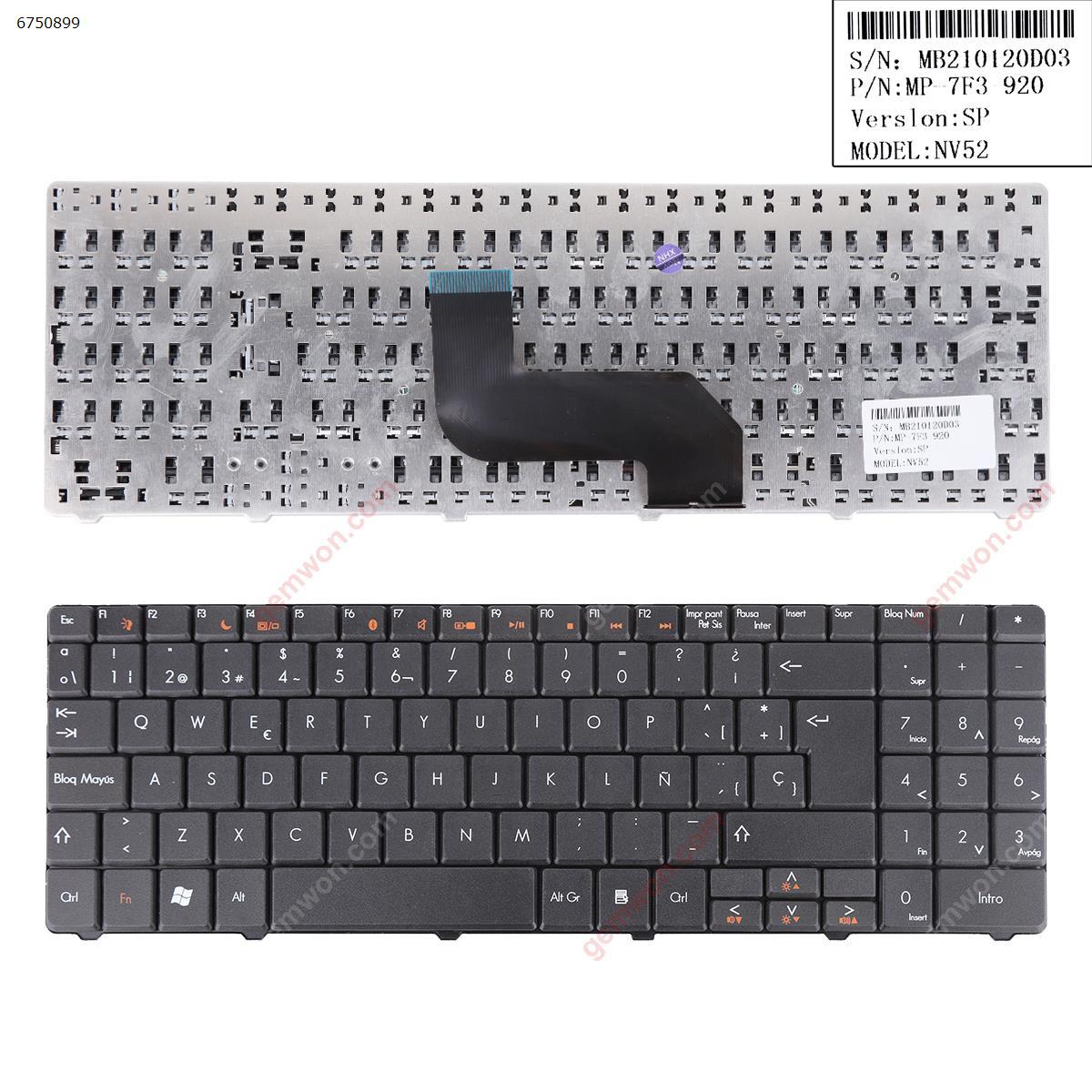 Picture of New Replacement Laptop Keyboard For GATEWAY NV52 NV53/Packard Bell EasyNote DT85 LJ61 LJ63  BLACK (Version 1，Without Foil) SP Layout