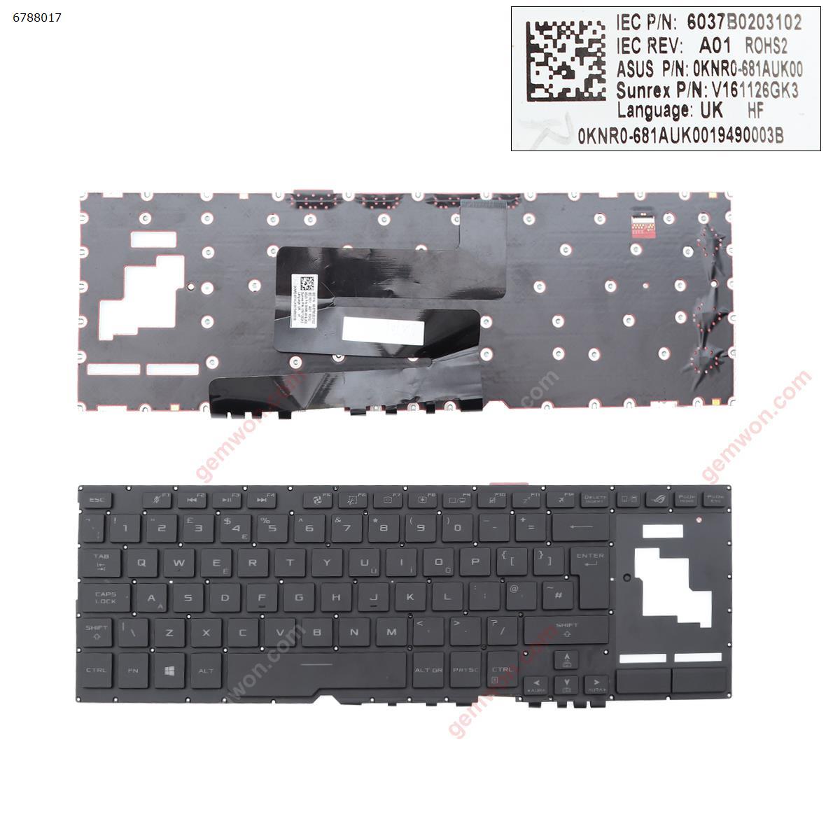 Picture of New Replacement Laptop Keyboard For ASUS  ROG Zephyrus  GX701 GX701G CX501 GX501VI BLACK（With Backlit Board,Win8） Uk Layout